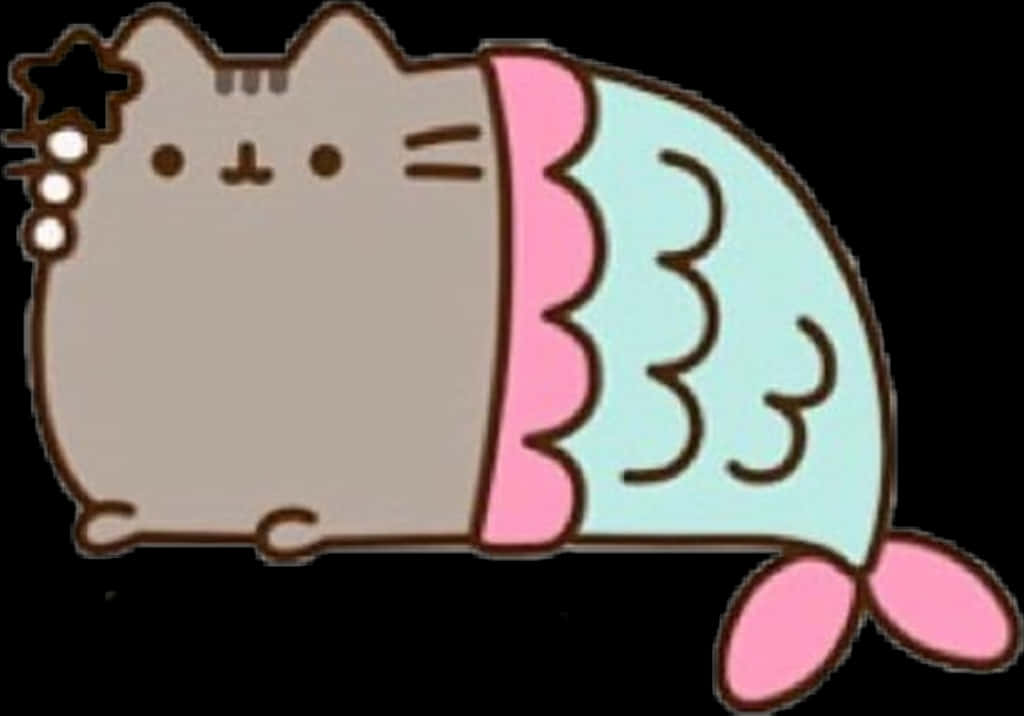 Pusheen 美人鱼卡通 壁紙