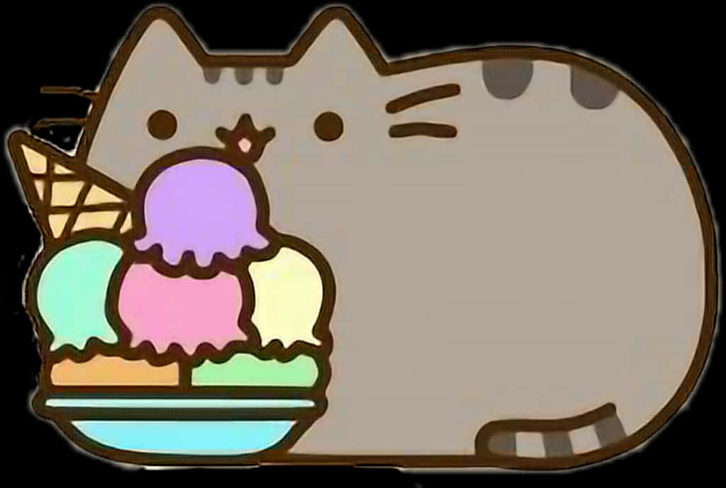 Pusheen 冰淇淋 壁紙
