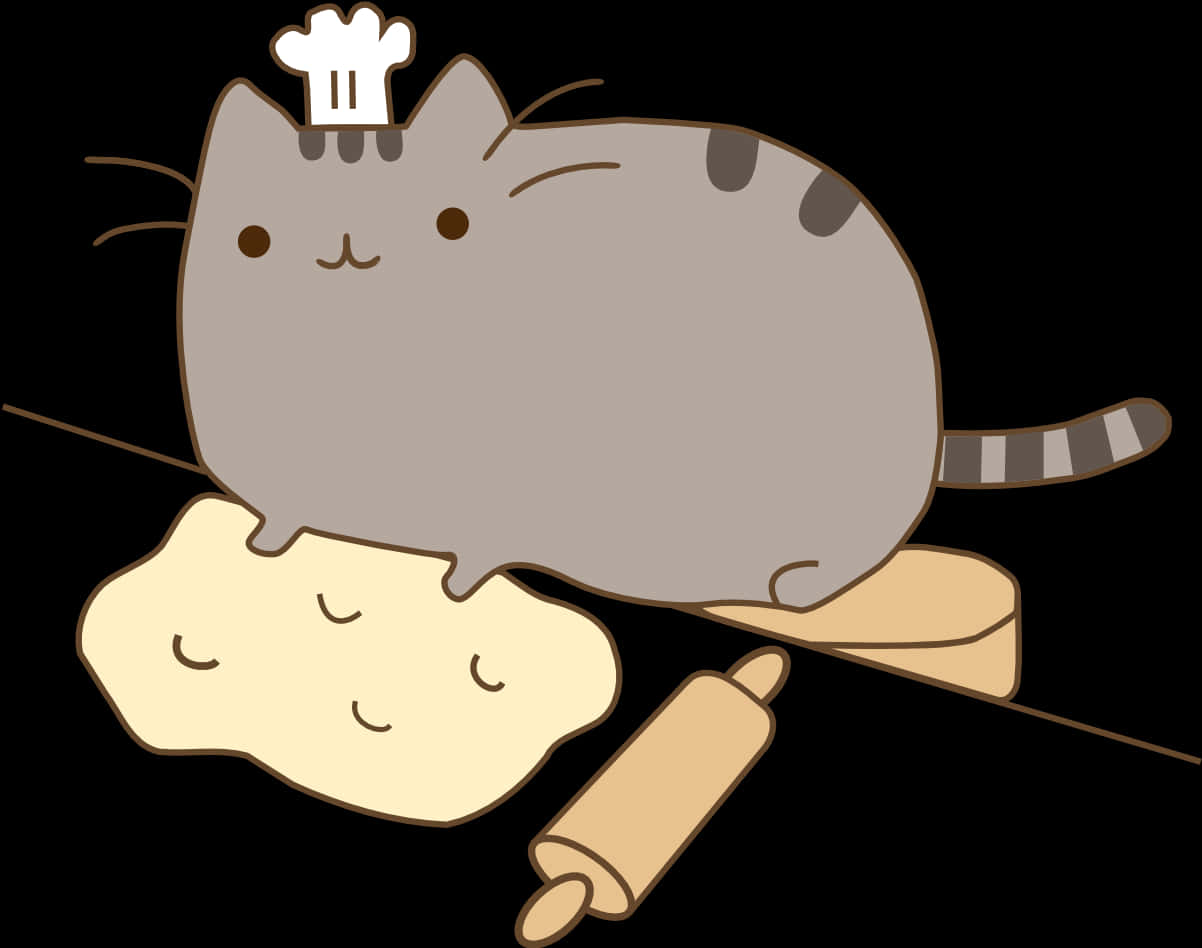 Pusheen 廚師揉麵團 壁紙