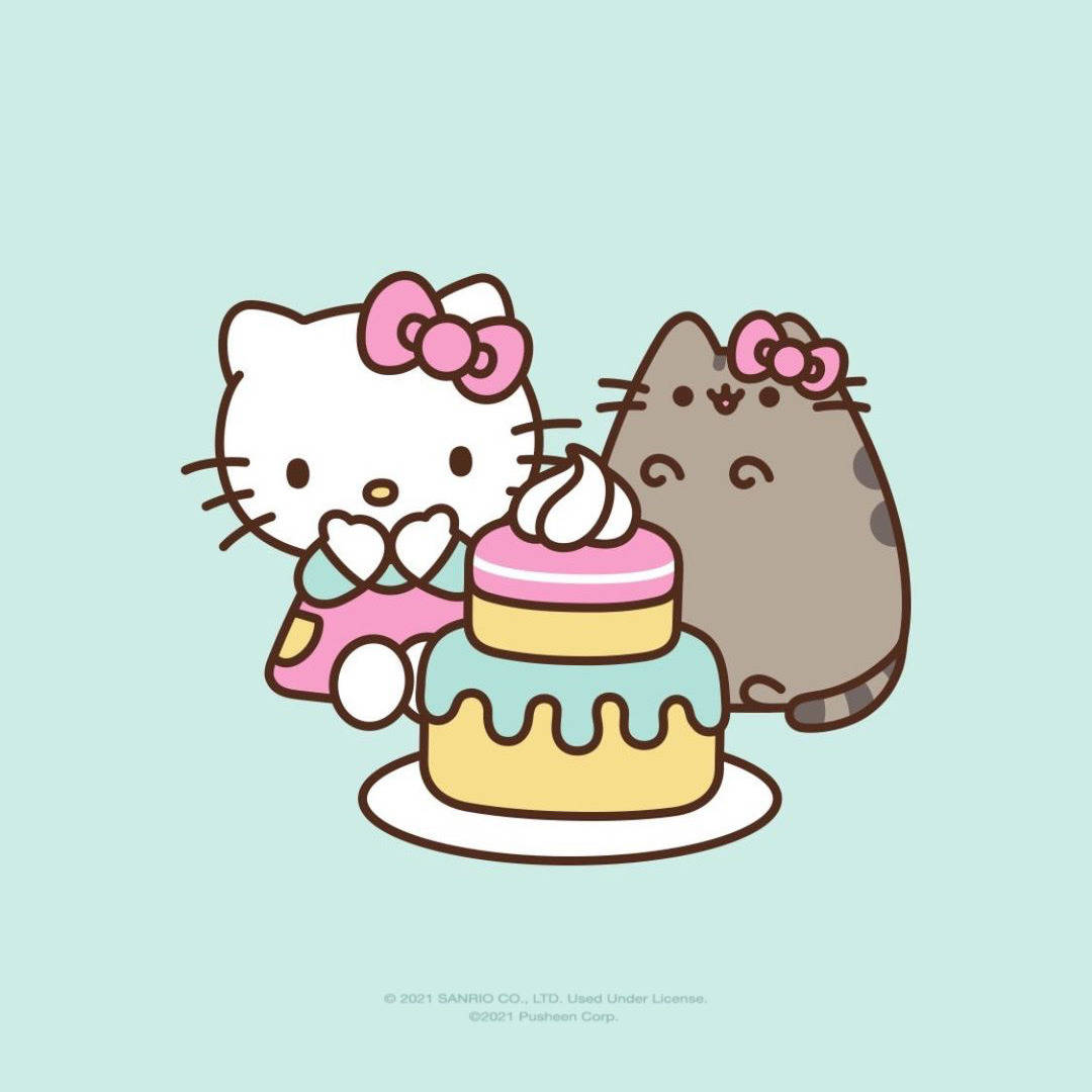Pusheen與Hello Kitty大頭貼 壁紙