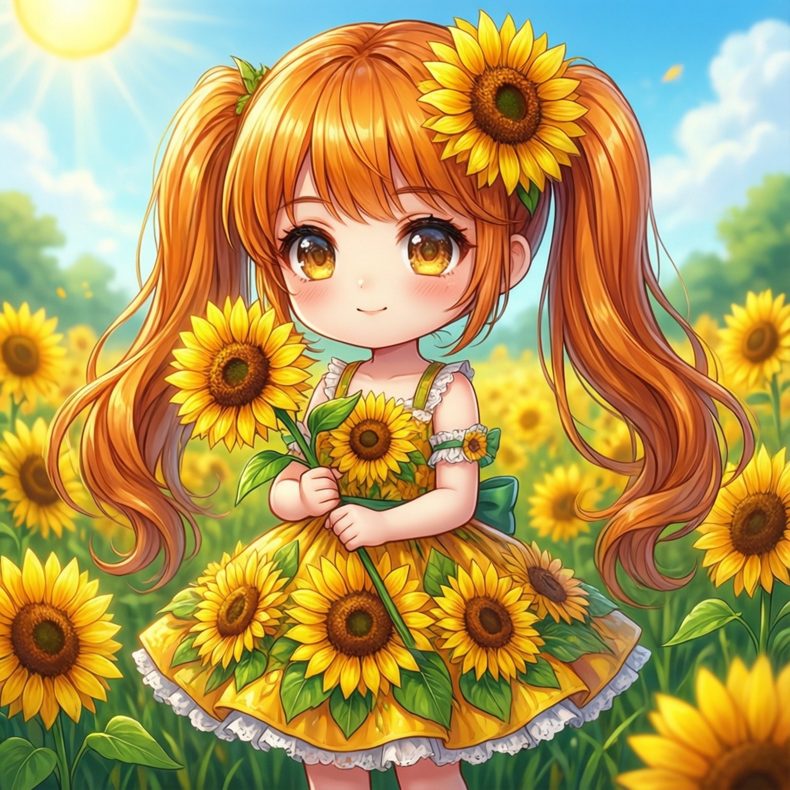 向日葵Q版女孩 壁紙