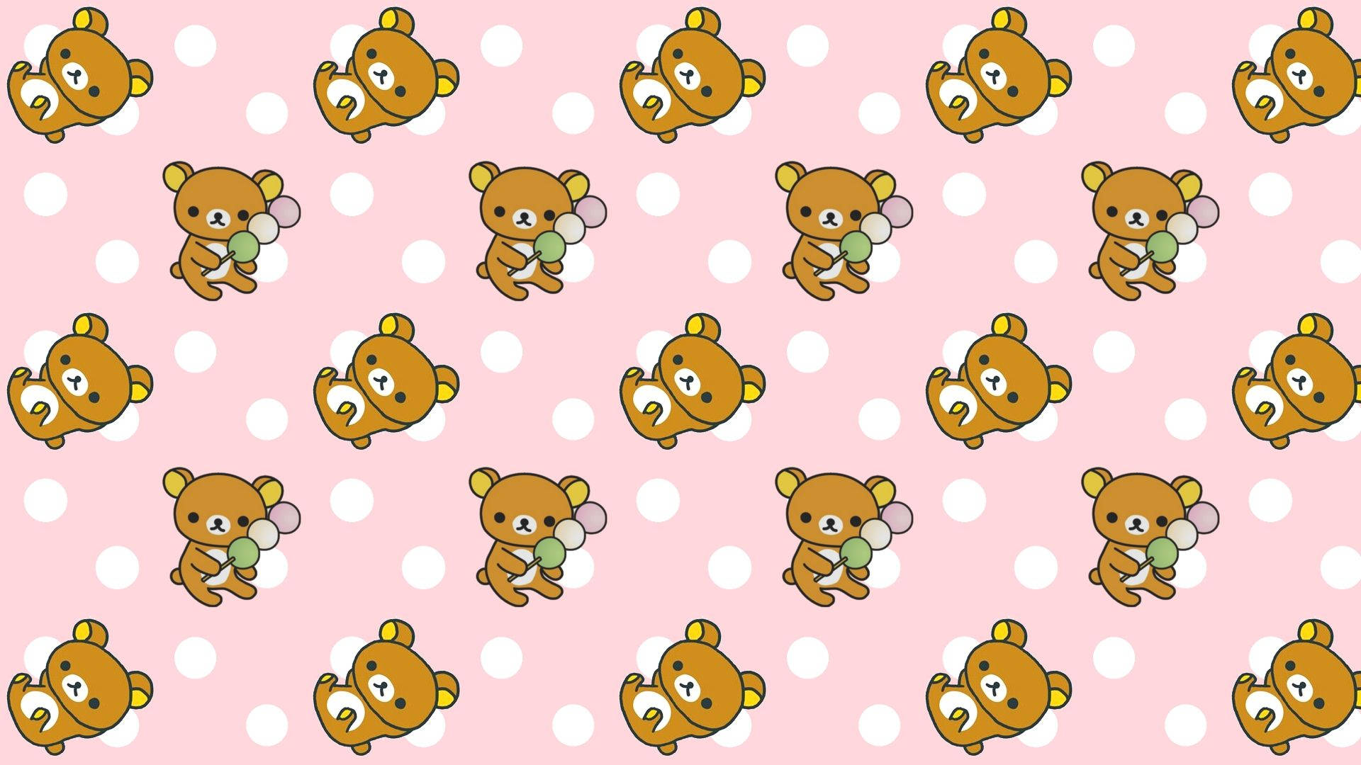 圓點與Rilakkuma可愛iPad桌布 壁紙