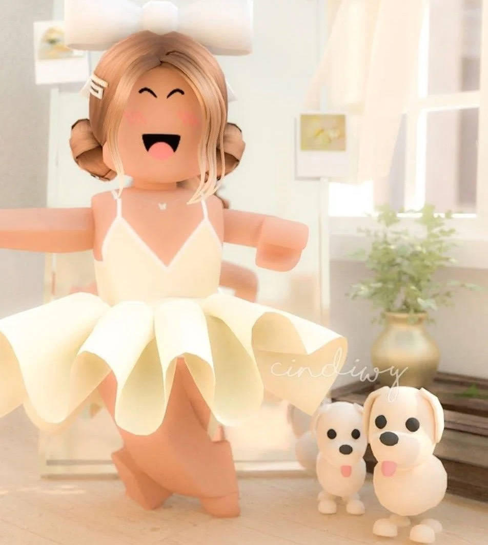 唯美风Roblox女孩与狗狗 壁紙