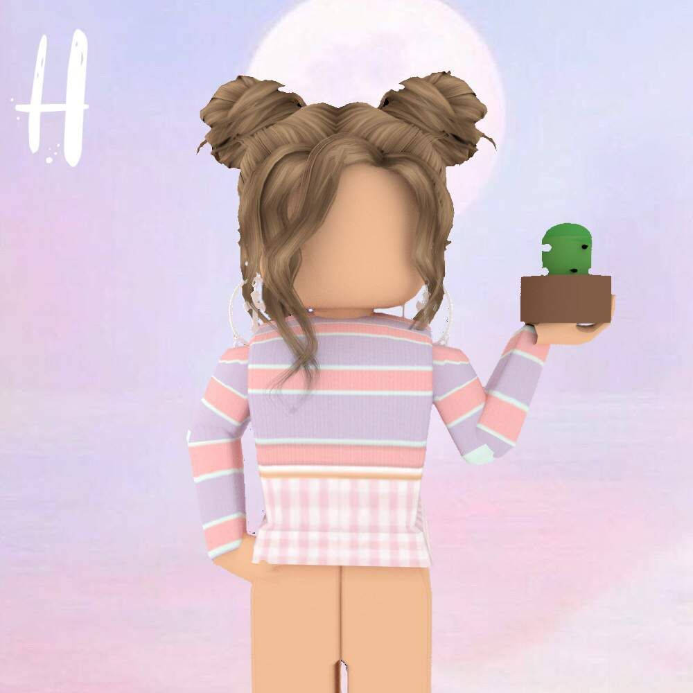 女孩Roblox角色與多肉植物 壁紙
