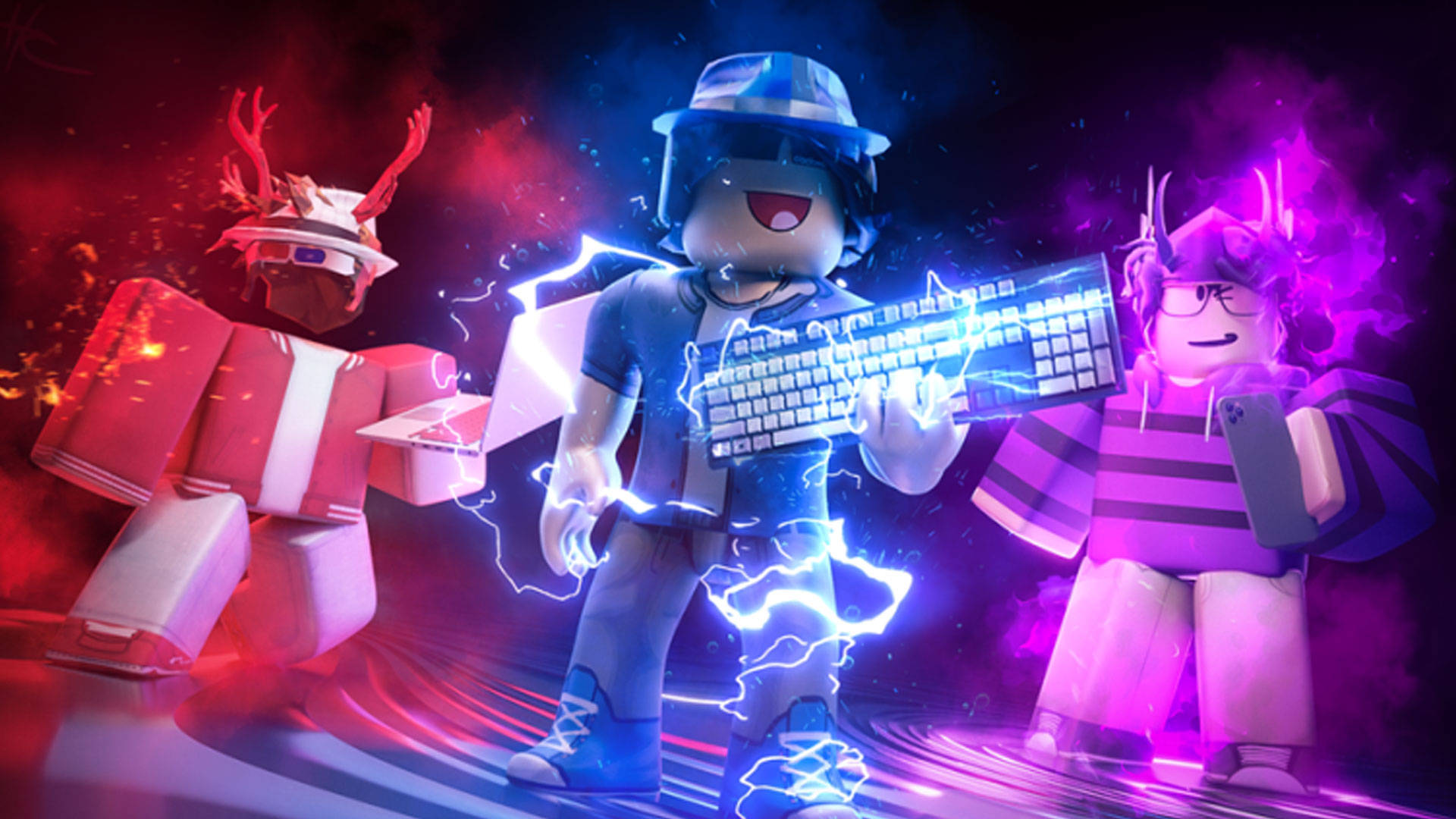紅、藍、紫酷炫Roblox 壁紙