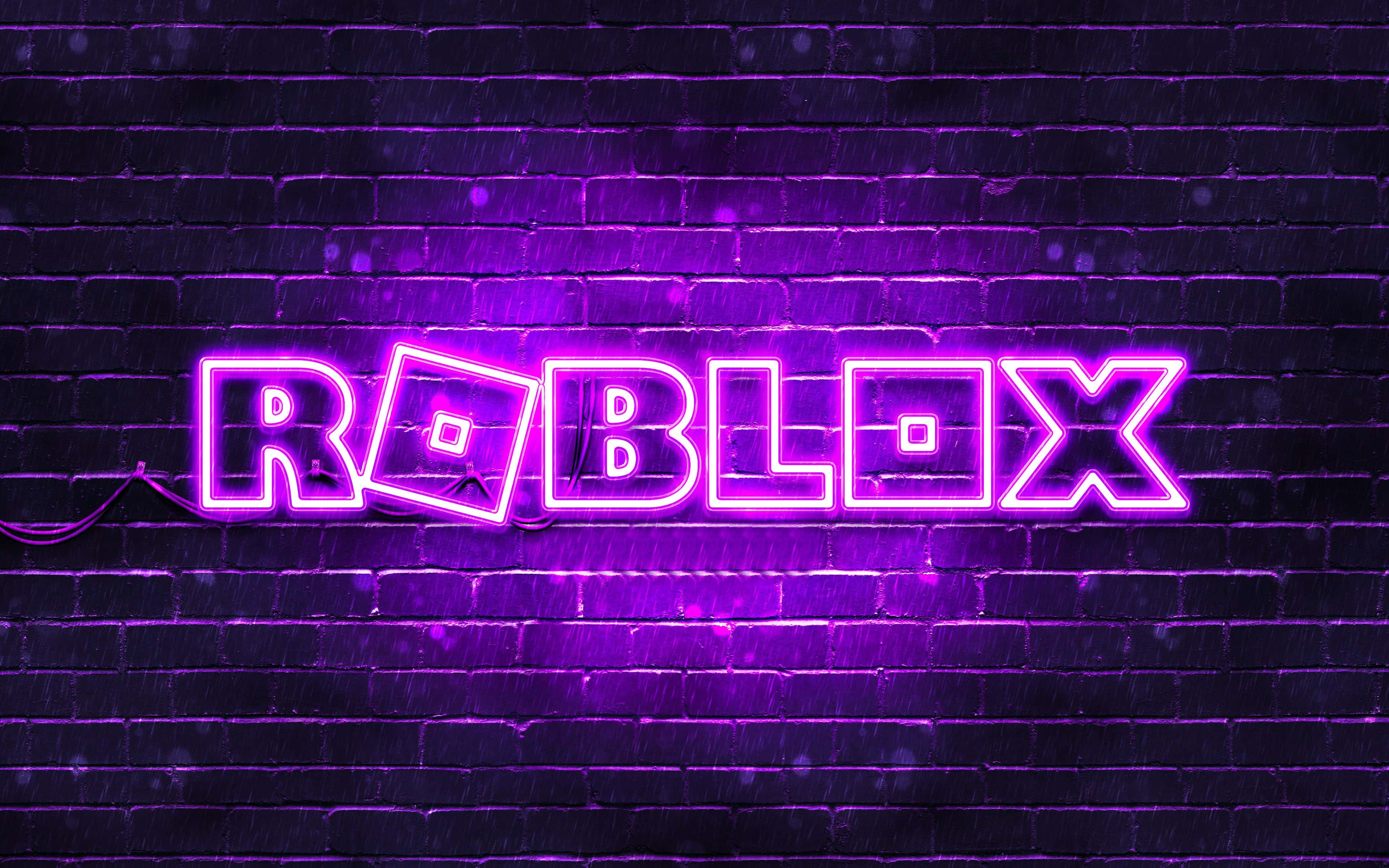 紫色霓虹Roblox標誌 壁紙
