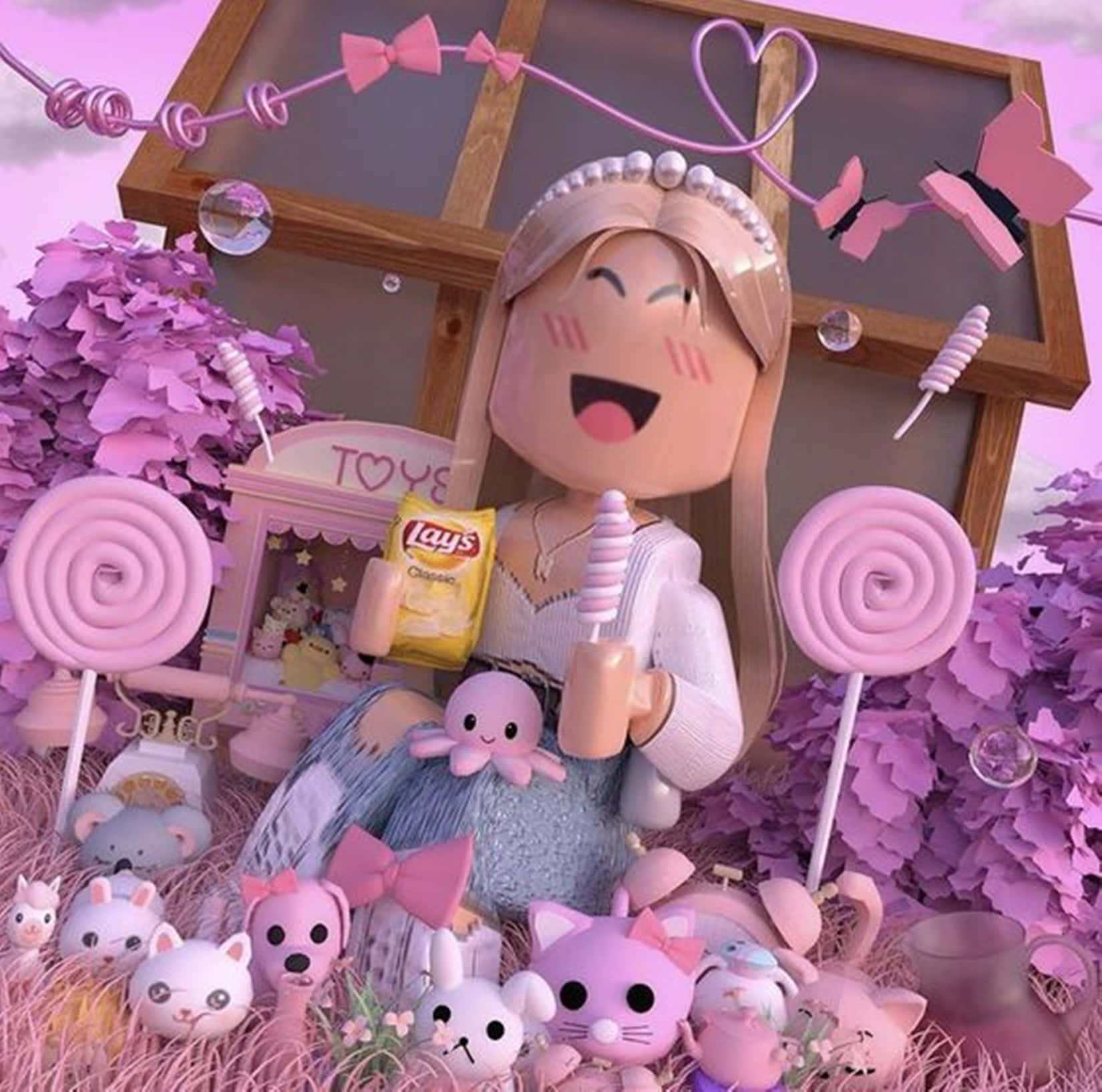Roblox 粉紅女孩圖像 壁紙