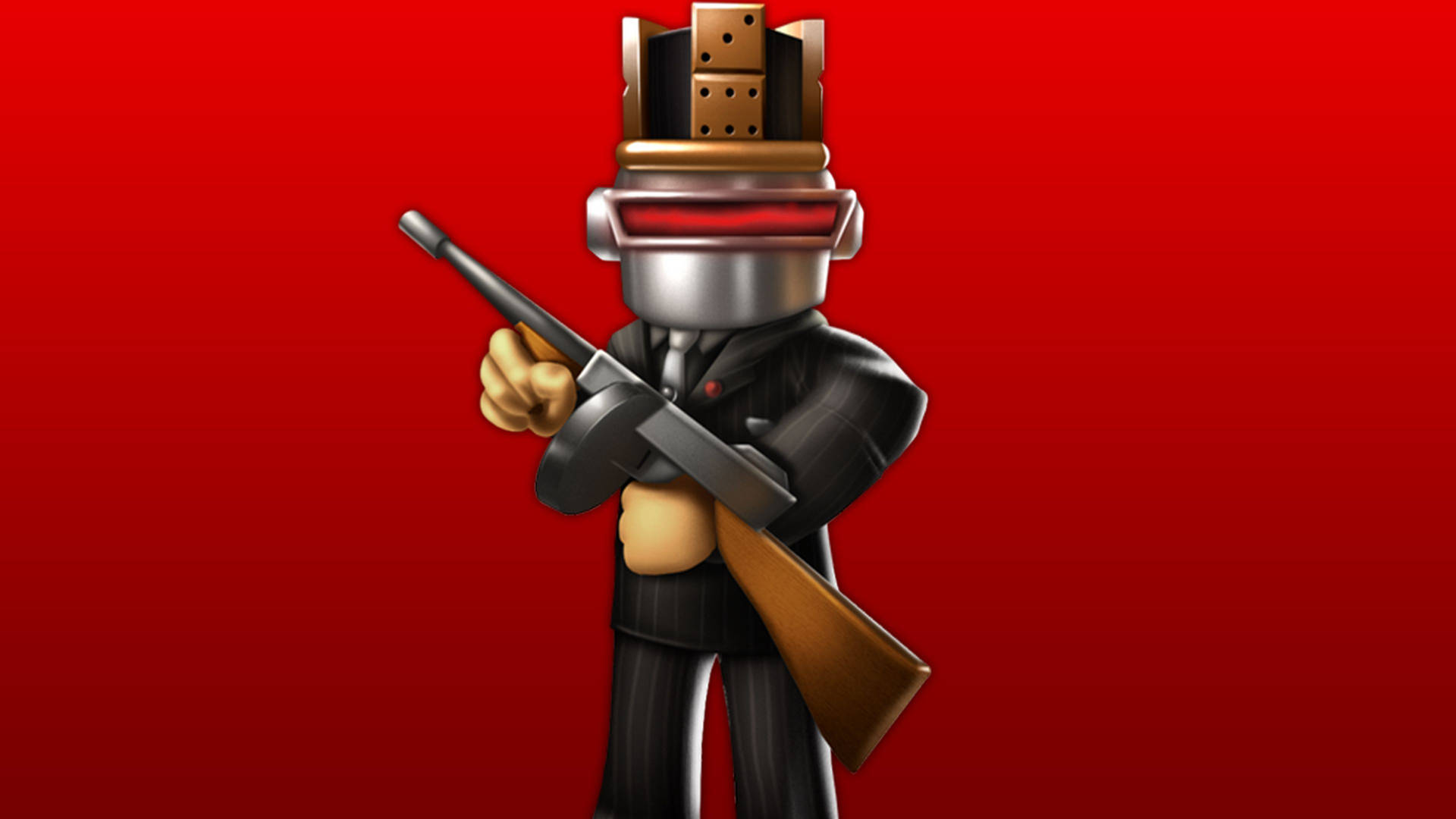 Roblox 電玩遊戲中機器人槍手頭像的精彩桌布。