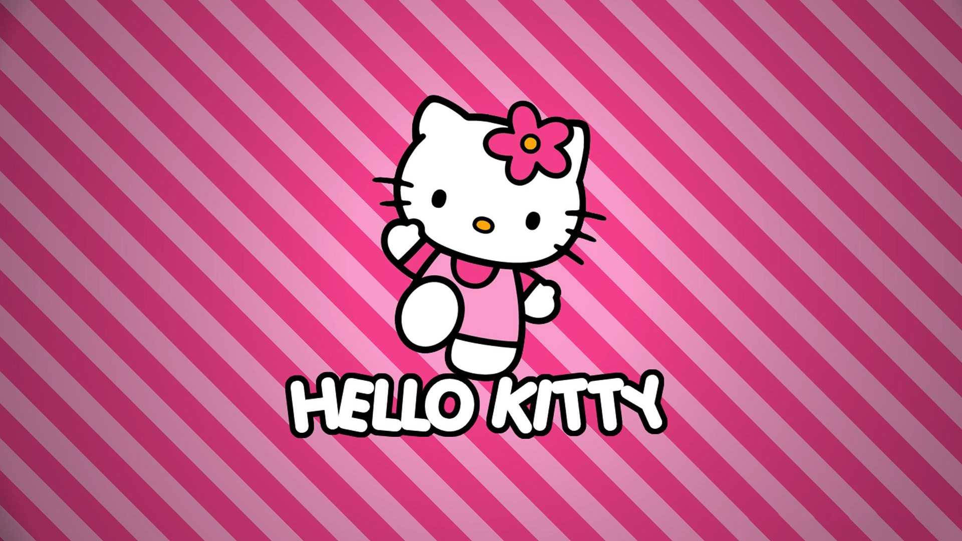 Sanrio 桌面 Hello Kitty 粉紅條紋背景 壁紙