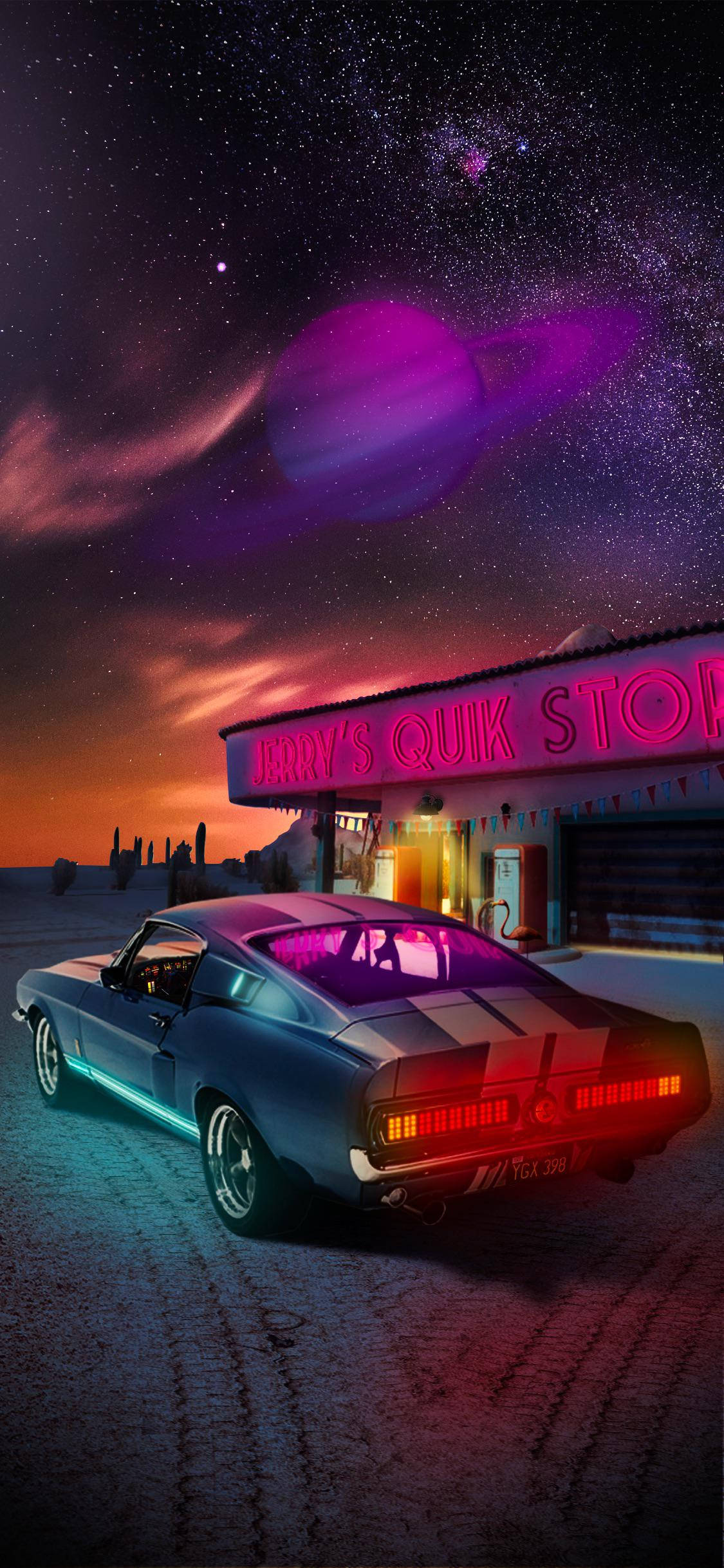 蓝色 Shelby Mustang 汽车 iPhone 壁紙
