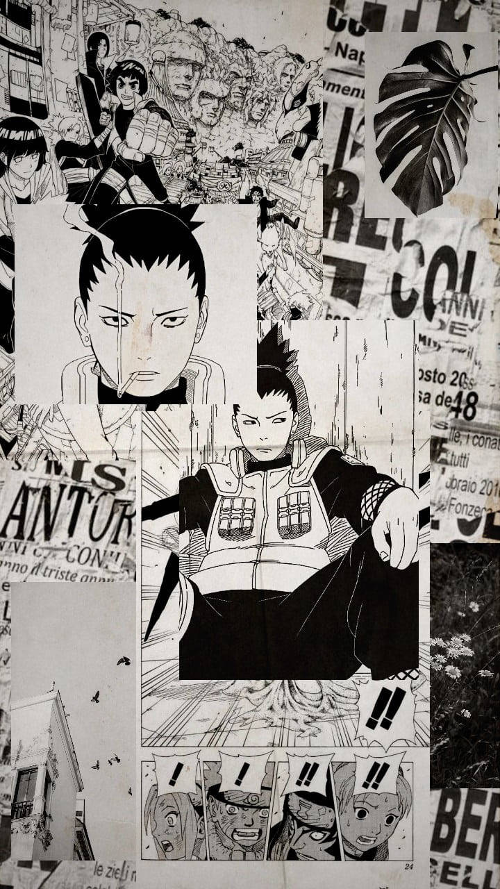 Shikamaru Naruto 動漫黑白 iPhone 壁紙