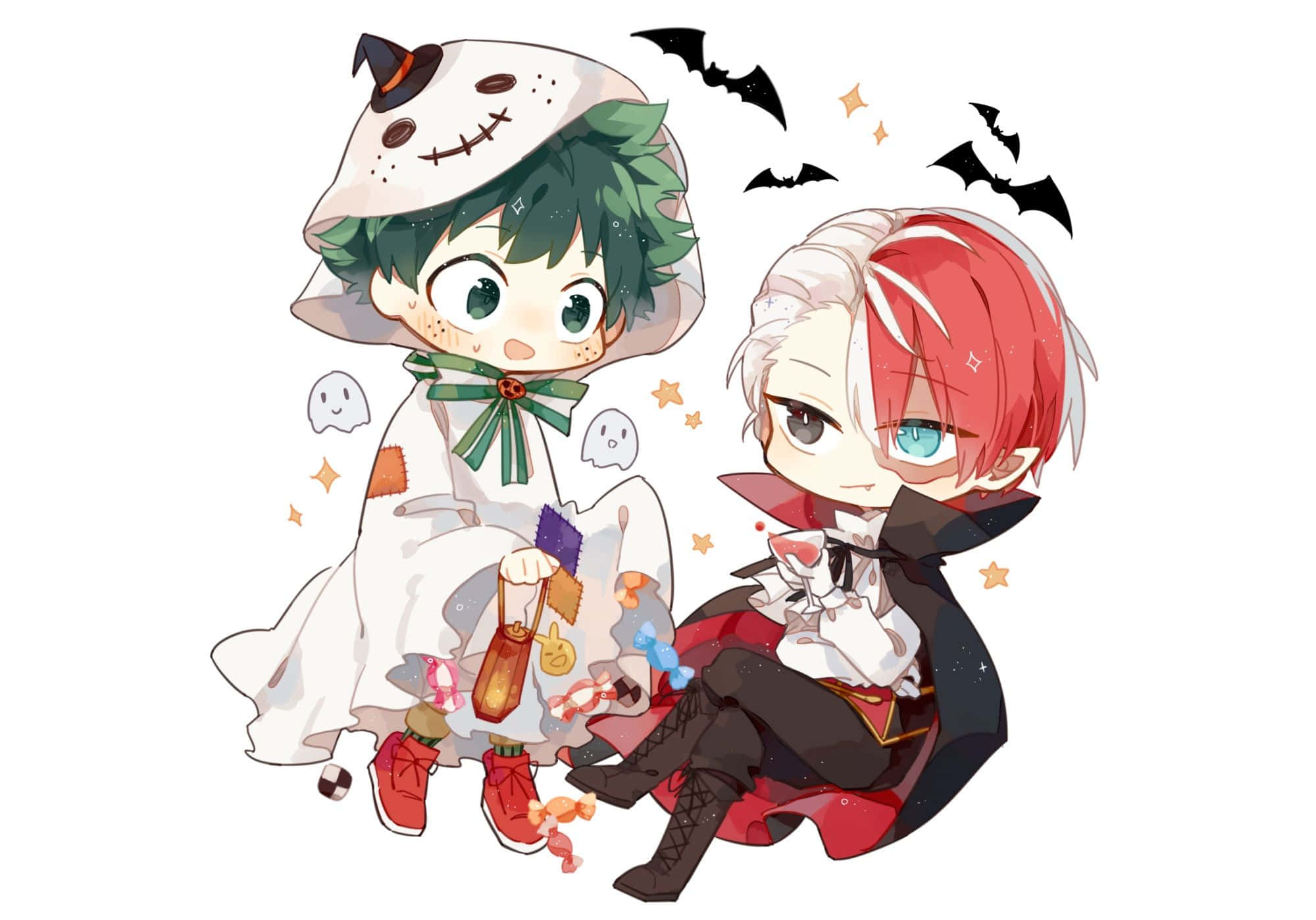 Shoto Todoroki 与 Izuku Midoriya 我的英雄学院 万圣节 壁紙