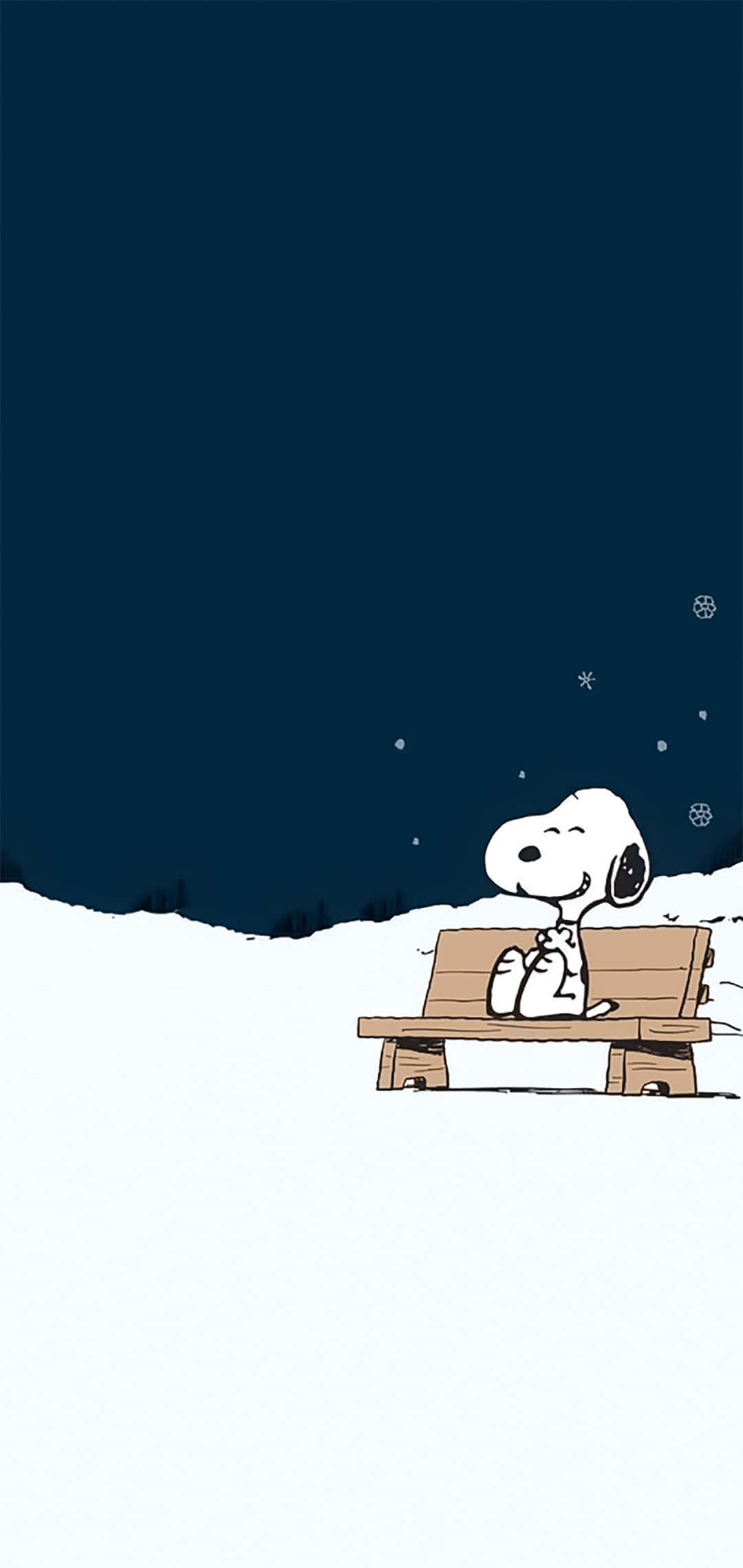 Snoopy 坐在长椅上 花生圣诞节 壁紙