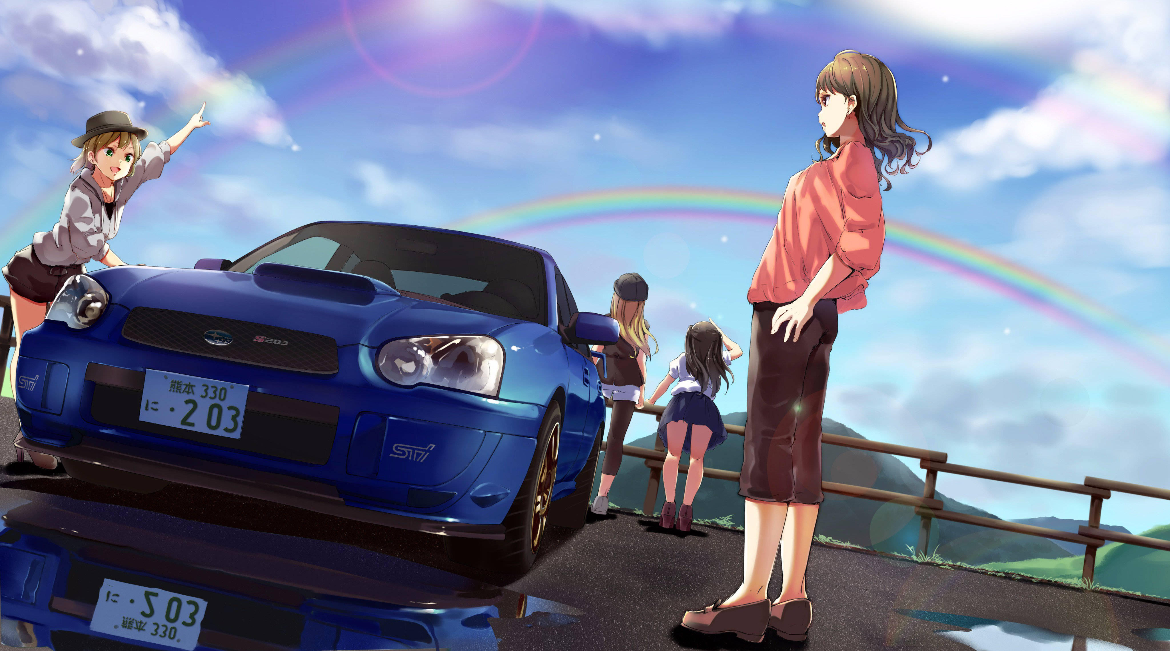 動漫風格 Subaru WRX 甩尾動作 壁紙