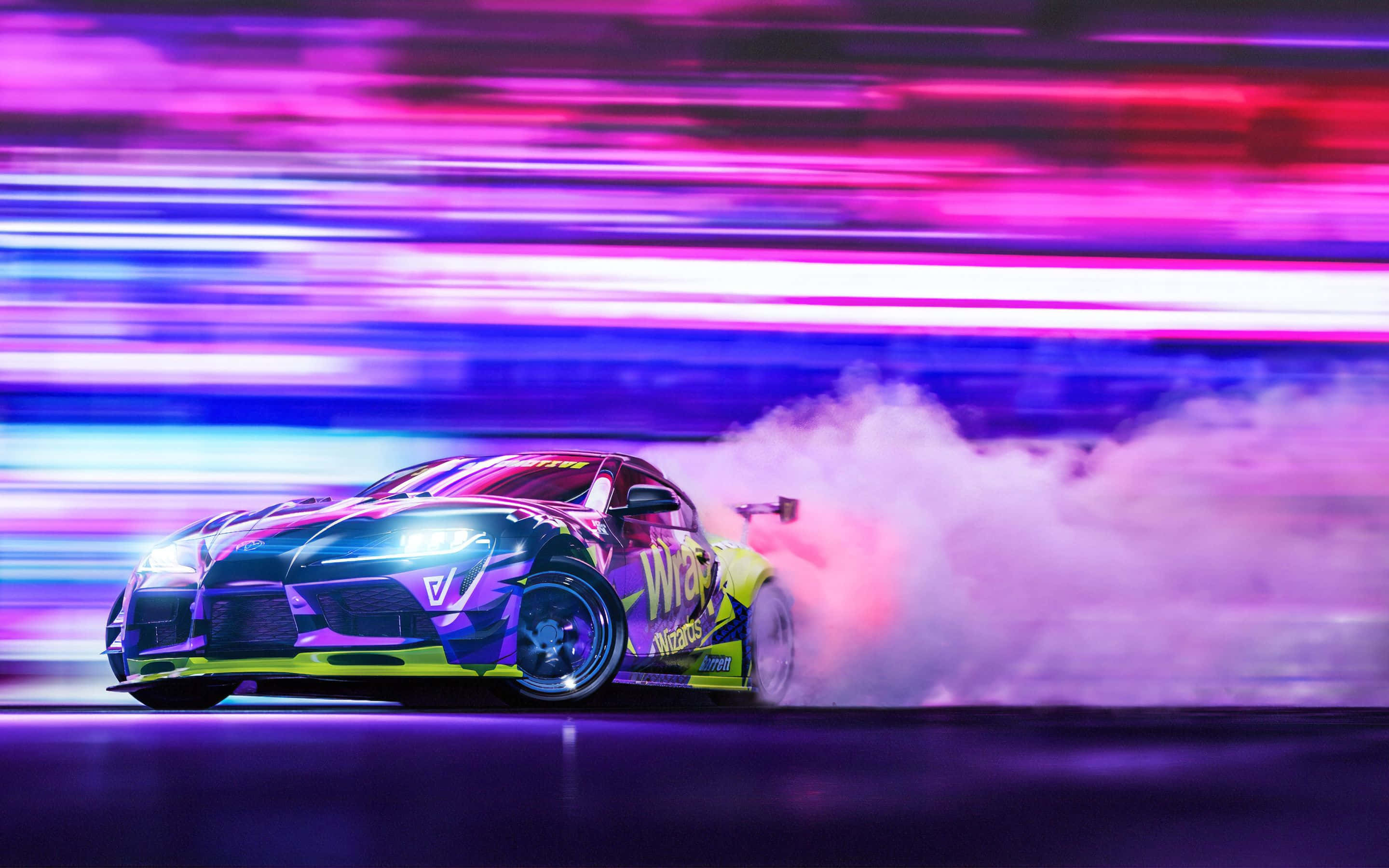 Supra 甩尾霓虹紫模糊效果 壁紙