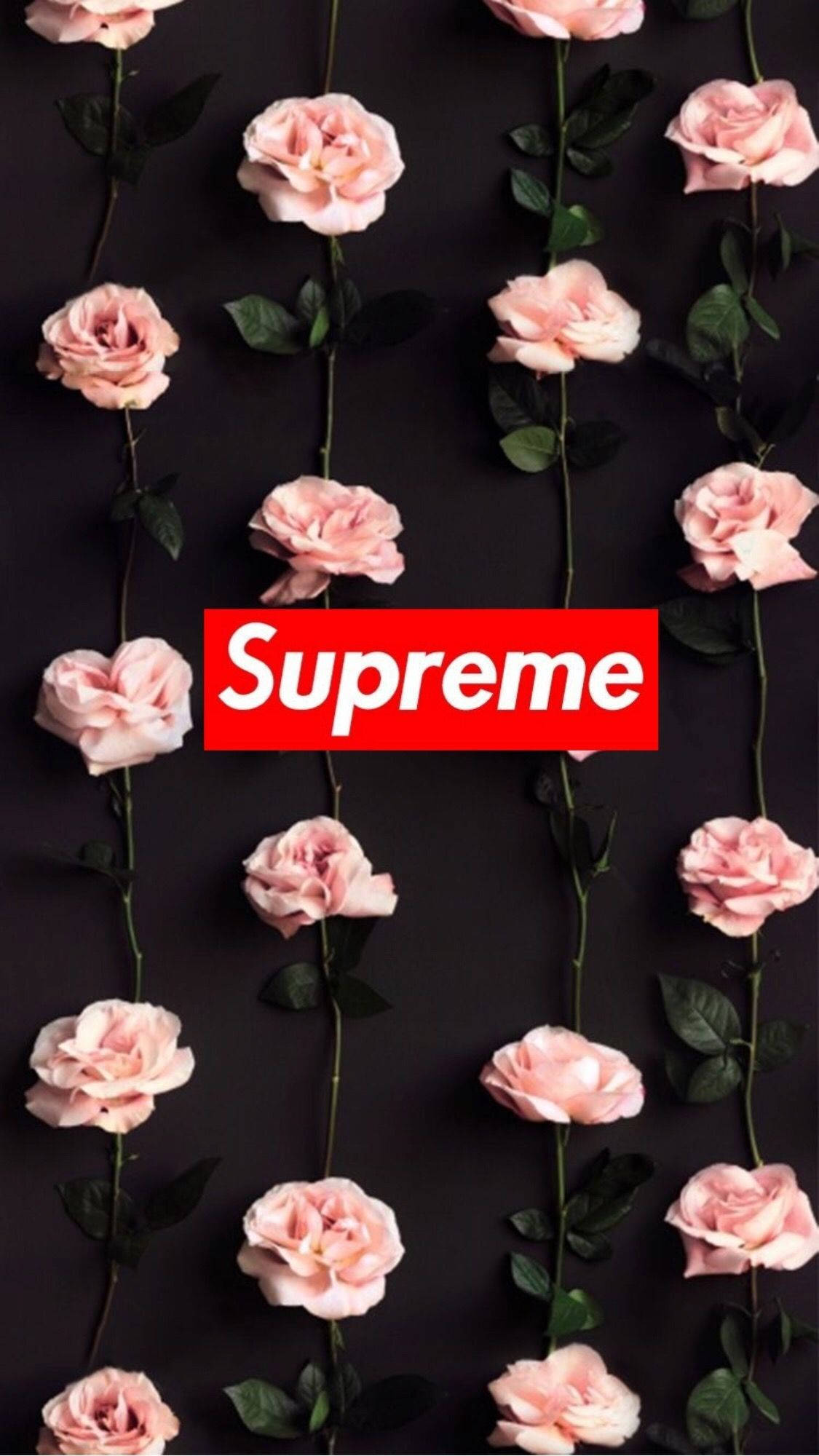Supreme 粉色花朵可愛iPhone桌布 壁紙