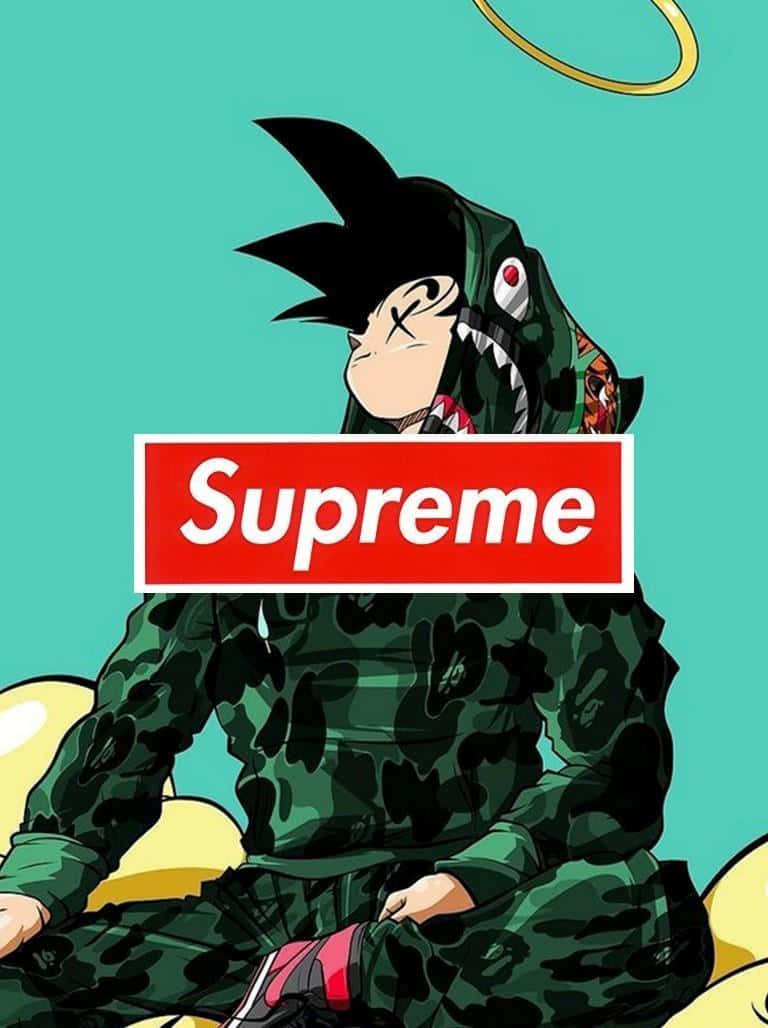 酷炫Supreme动漫龙珠Z悟空穿连帽衫 壁紙