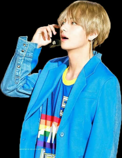時尚Taehyung藍色外套 壁紙