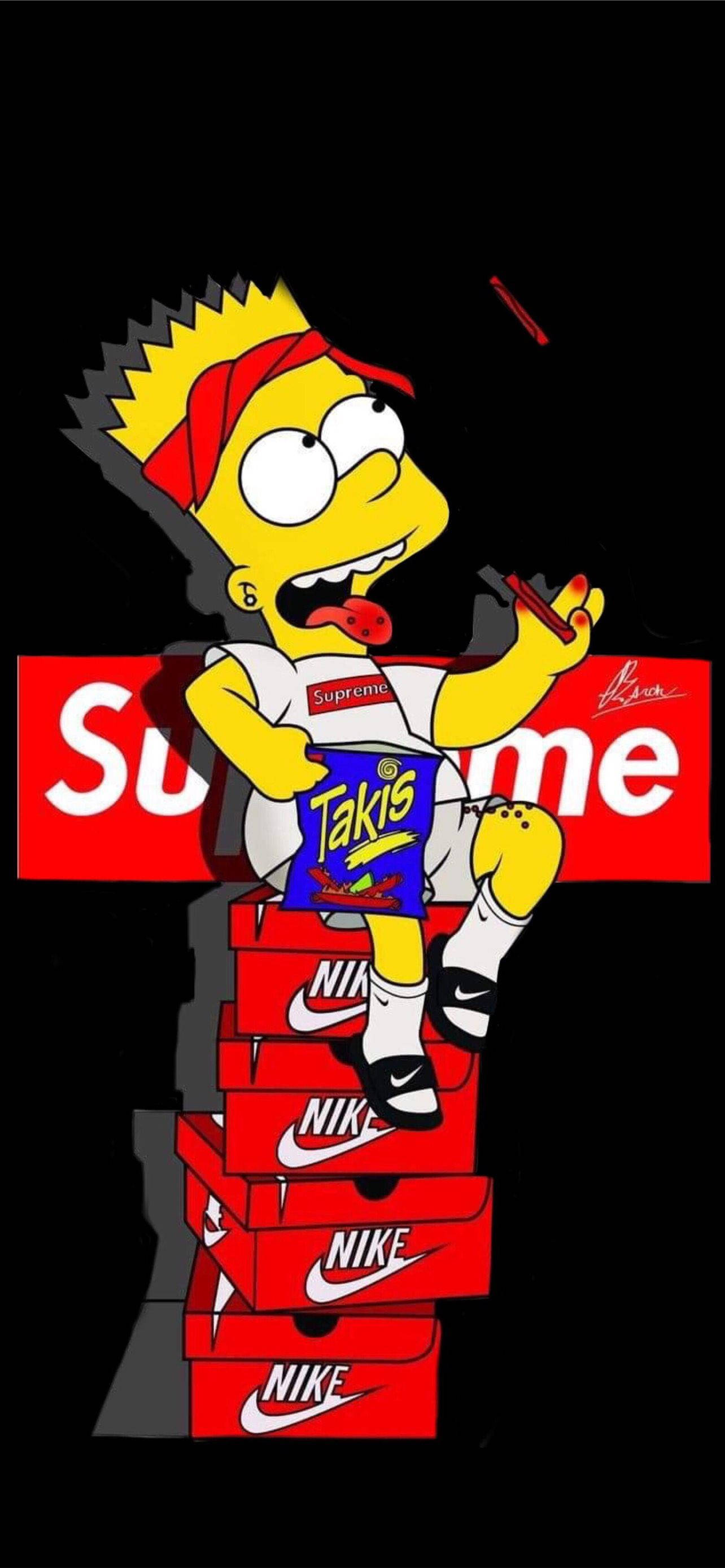霸子·辛普森 Takis 紅色 Supreme 壁紙