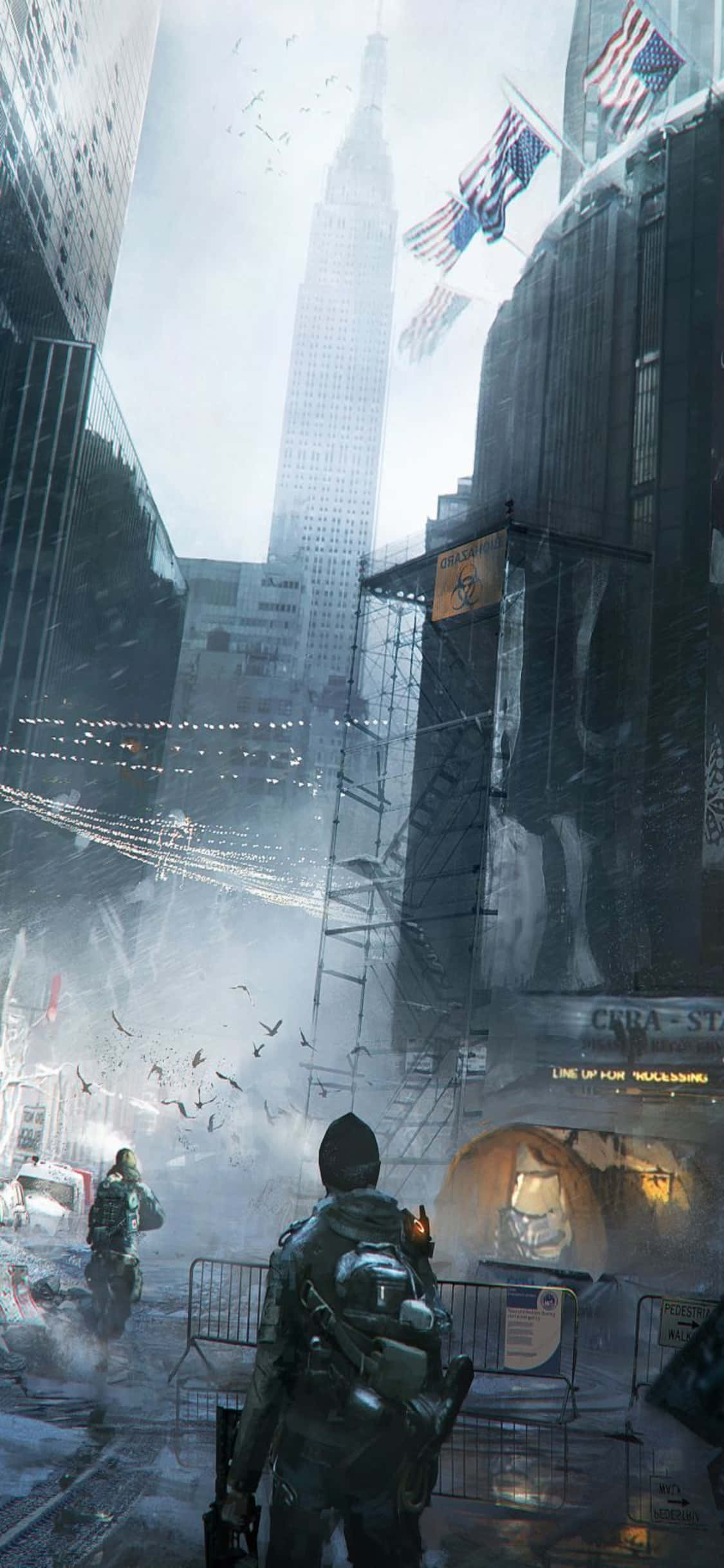《The Division》iPhone XS 背景：小队穿越烟雾 壁紙