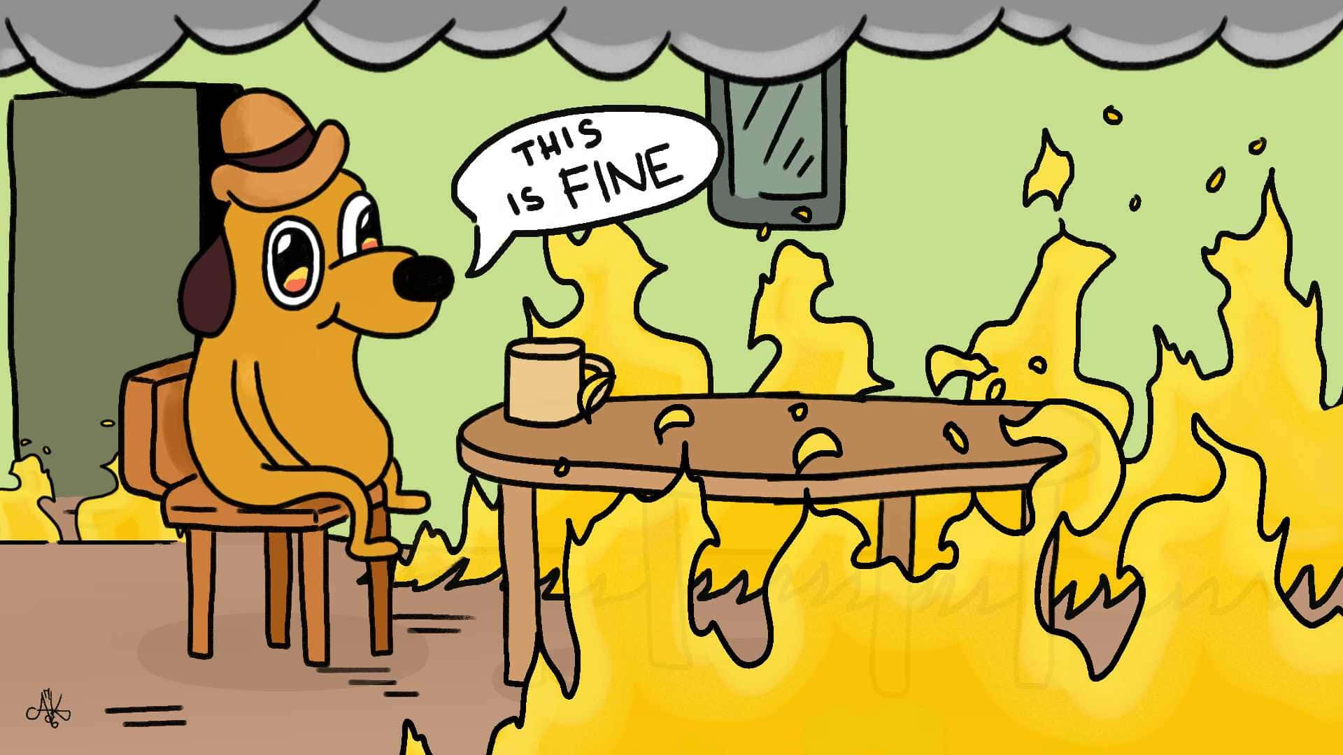 This Is Fine 迷因：燃燒的廚房 壁紙