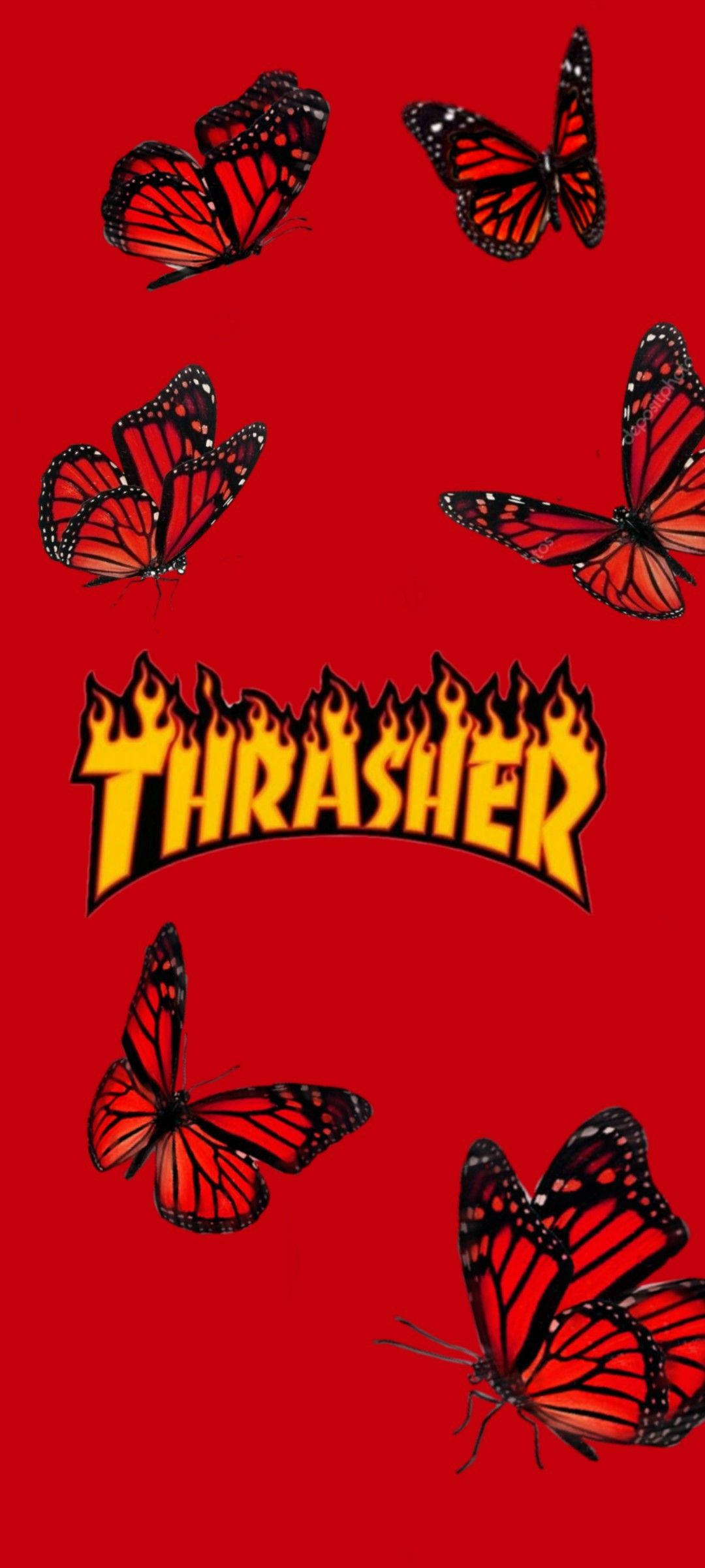 Thrasher紅色蝴蝶 壁紙