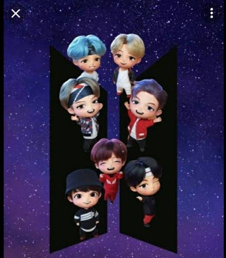 TinyTan BTS 在星光蓝背景中闪耀 壁紙