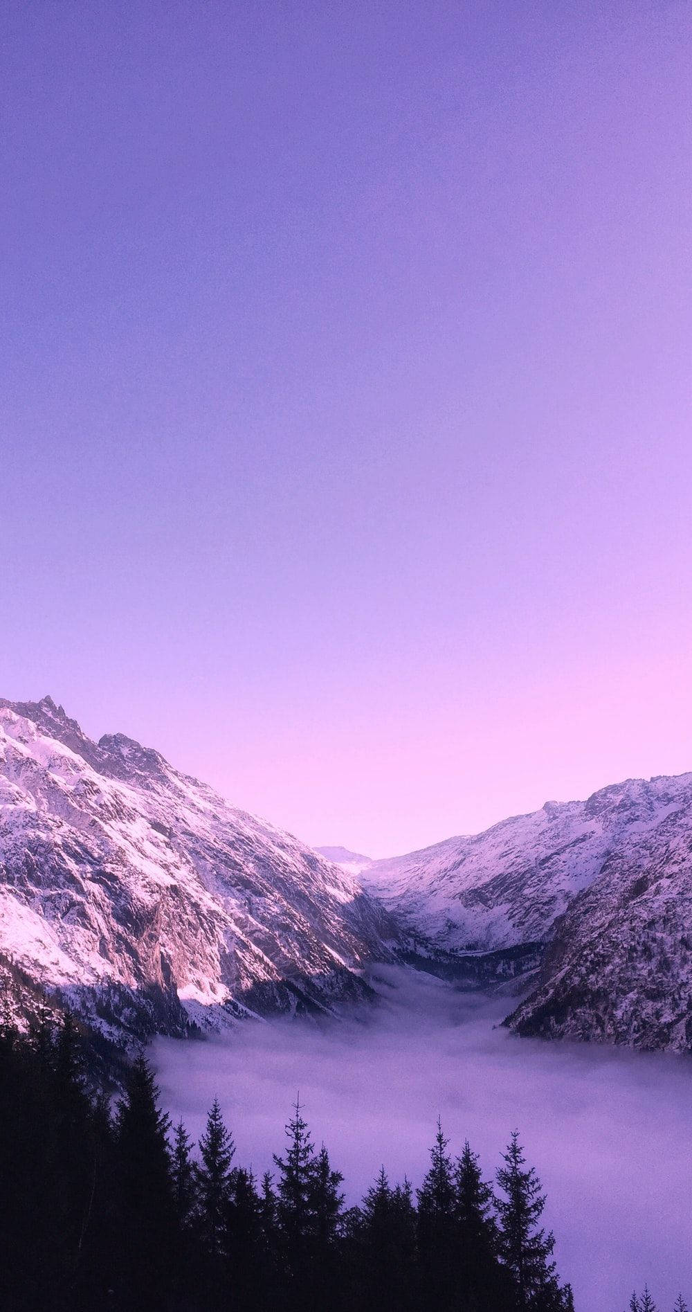 雪紫山景 Tumblr 桌布 壁紙