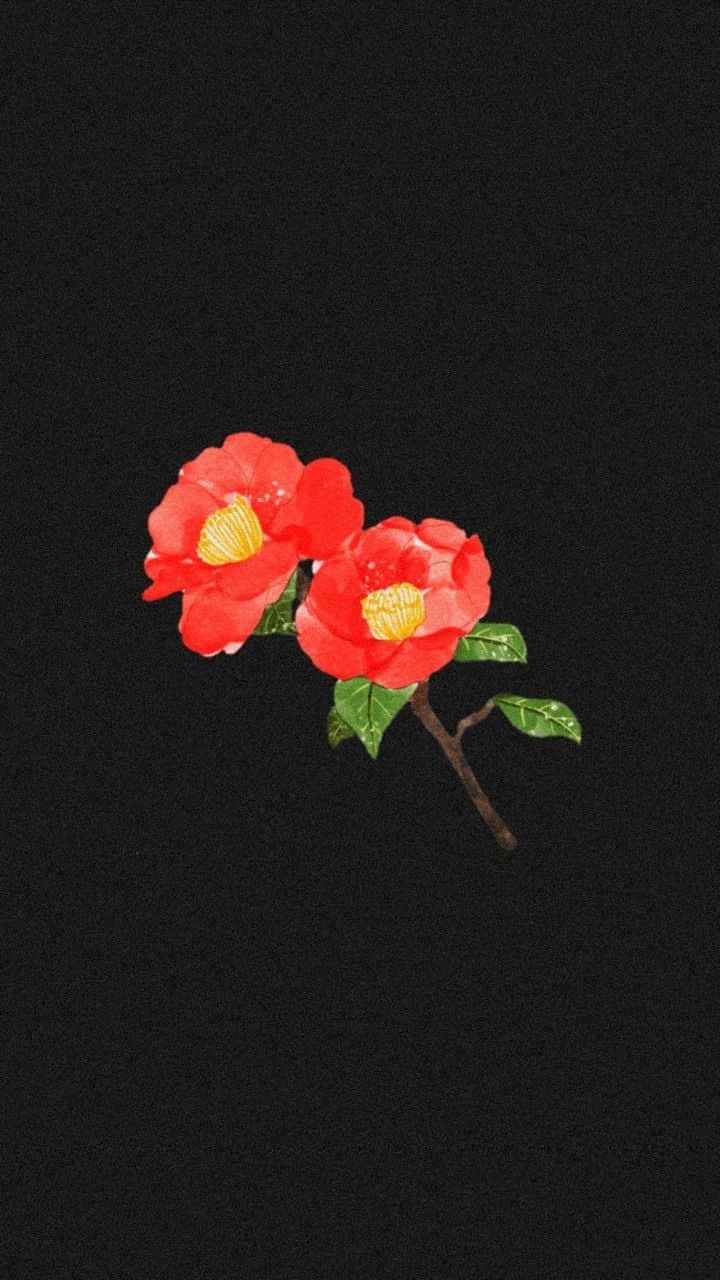 紅色花卉繪畫美學Tumblr 壁紙