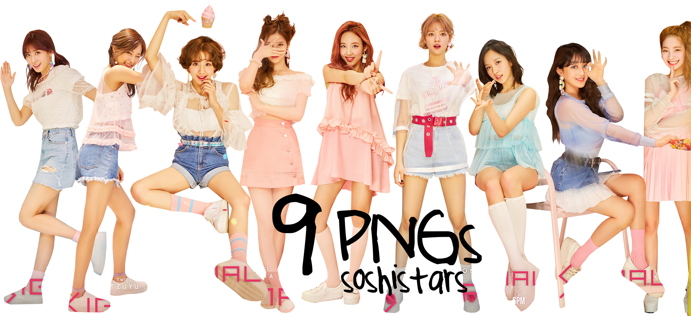 Twice 成員粉彩造型 壁紙