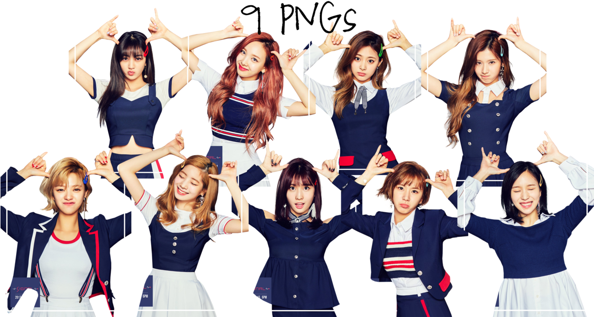 Twice 成員心形手勢合照 壁紙