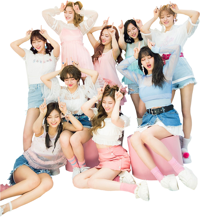 Twice Kpop 團體俏皮服飾姿勢 壁紙