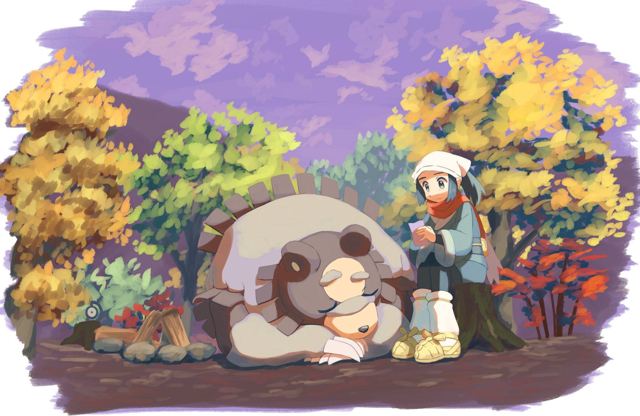 Ursaluna 與 Akari Pokémon Legends Arceus 壁紙