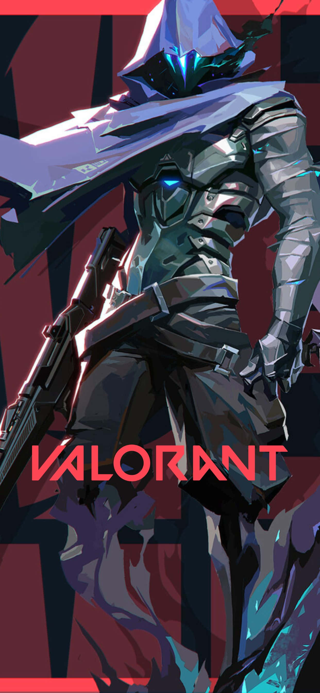 《Valorant》—— 一名角色手持劍刃，背景為紅色 壁紙