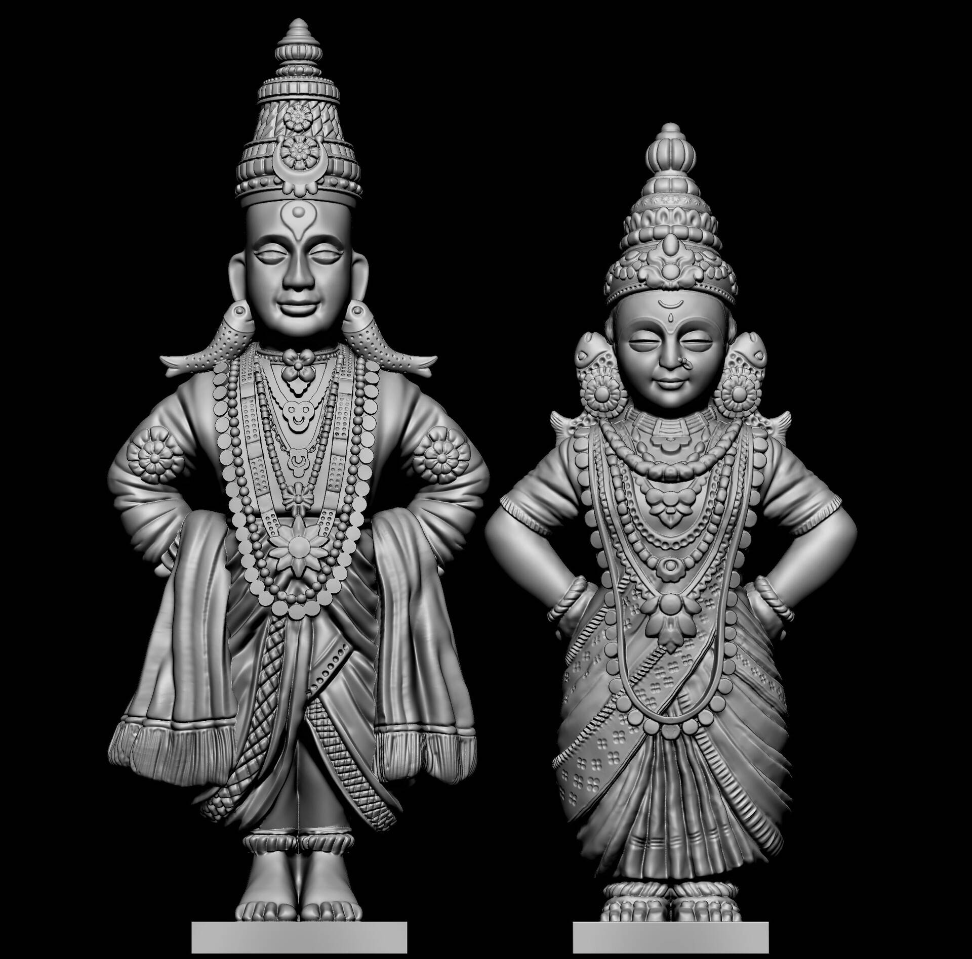 Vitthal Rukmini 3D雕像 壁紙