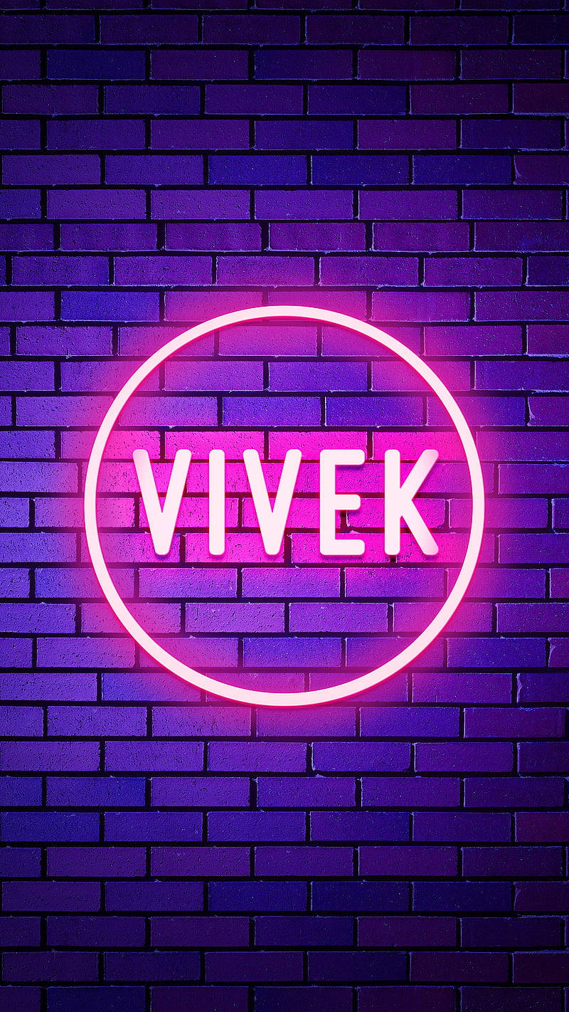 霓虹发光Vivek名字 壁紙