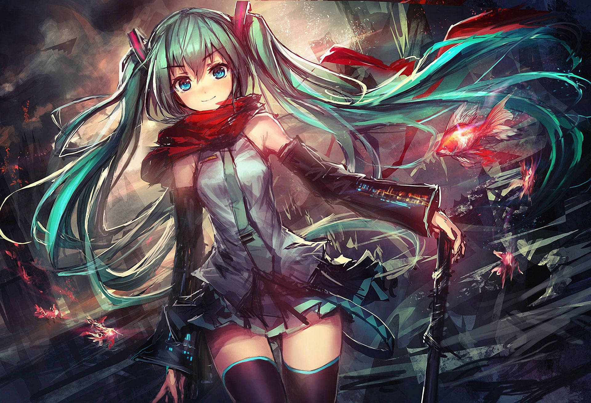 動漫女孩 Vocaloid 初音未來 壁紙