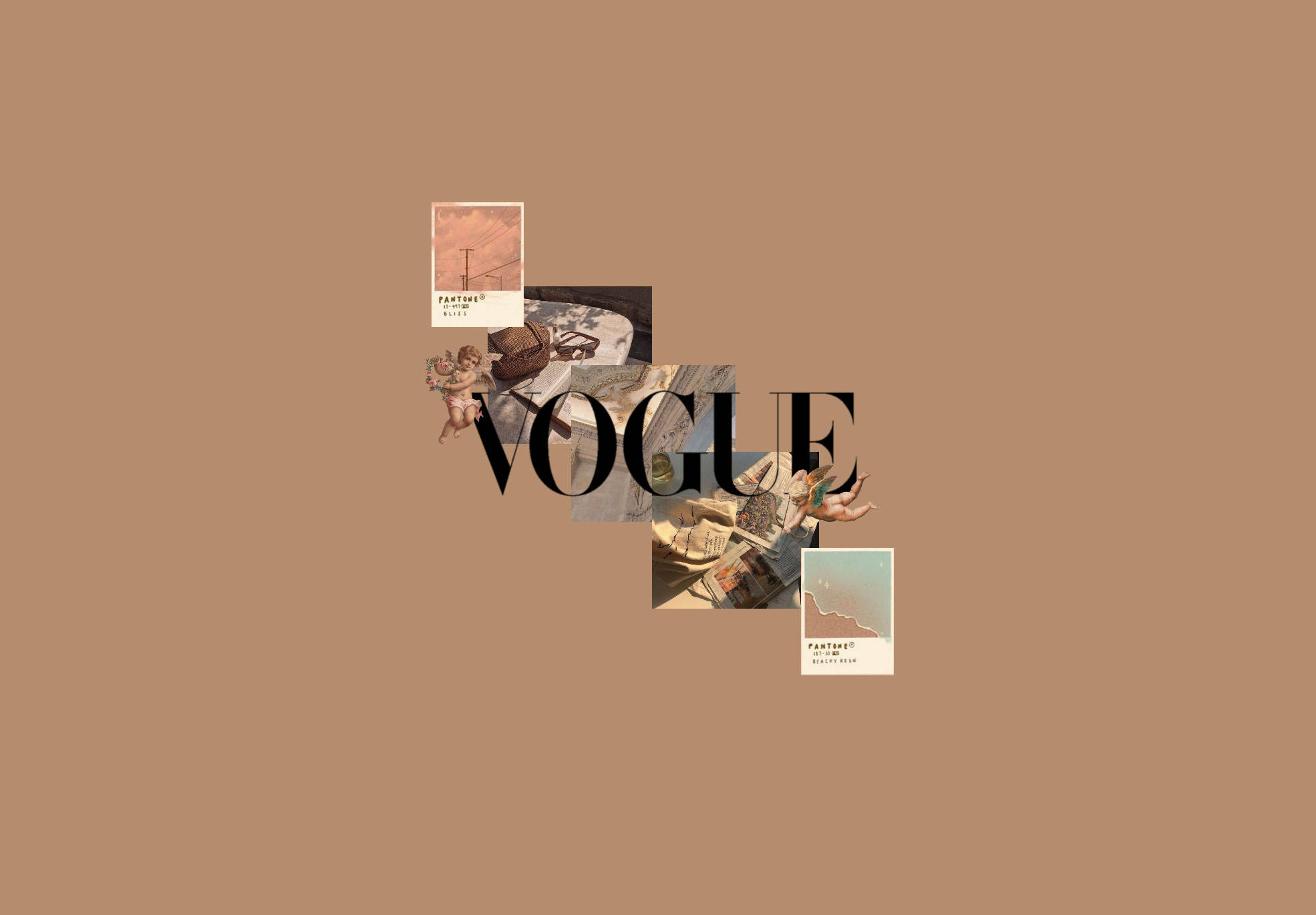 Vogue 雜誌米棕色美學封面 壁紙