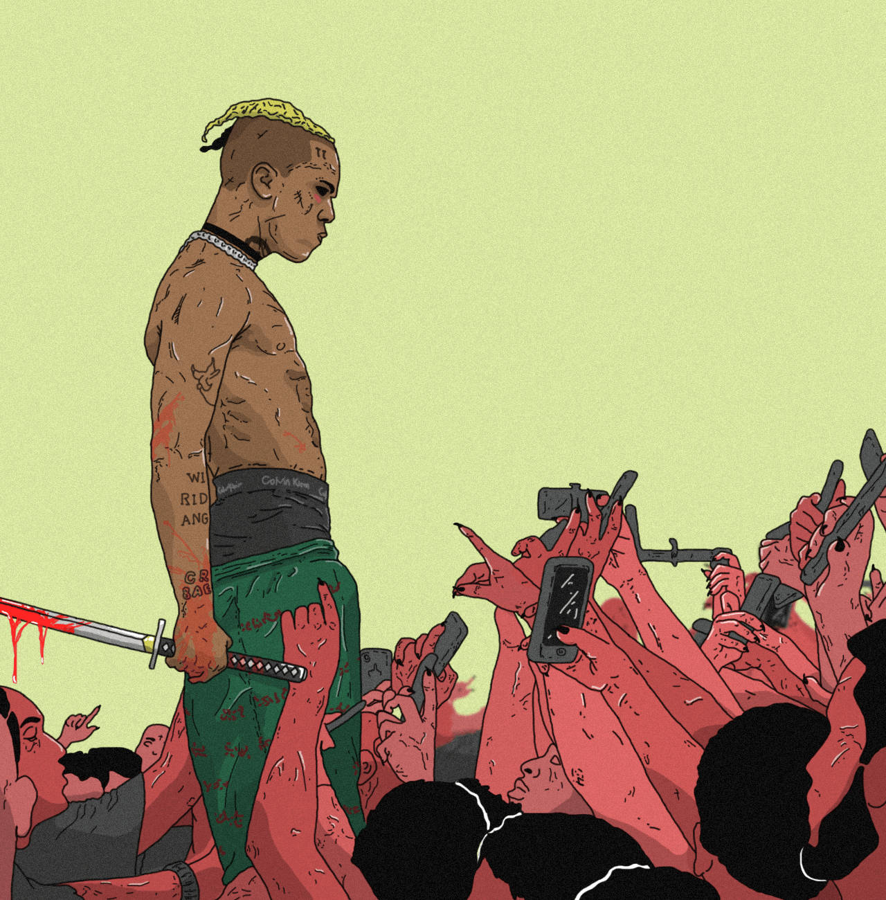 Xxxtentacion 動漫人群中的身影 壁紙