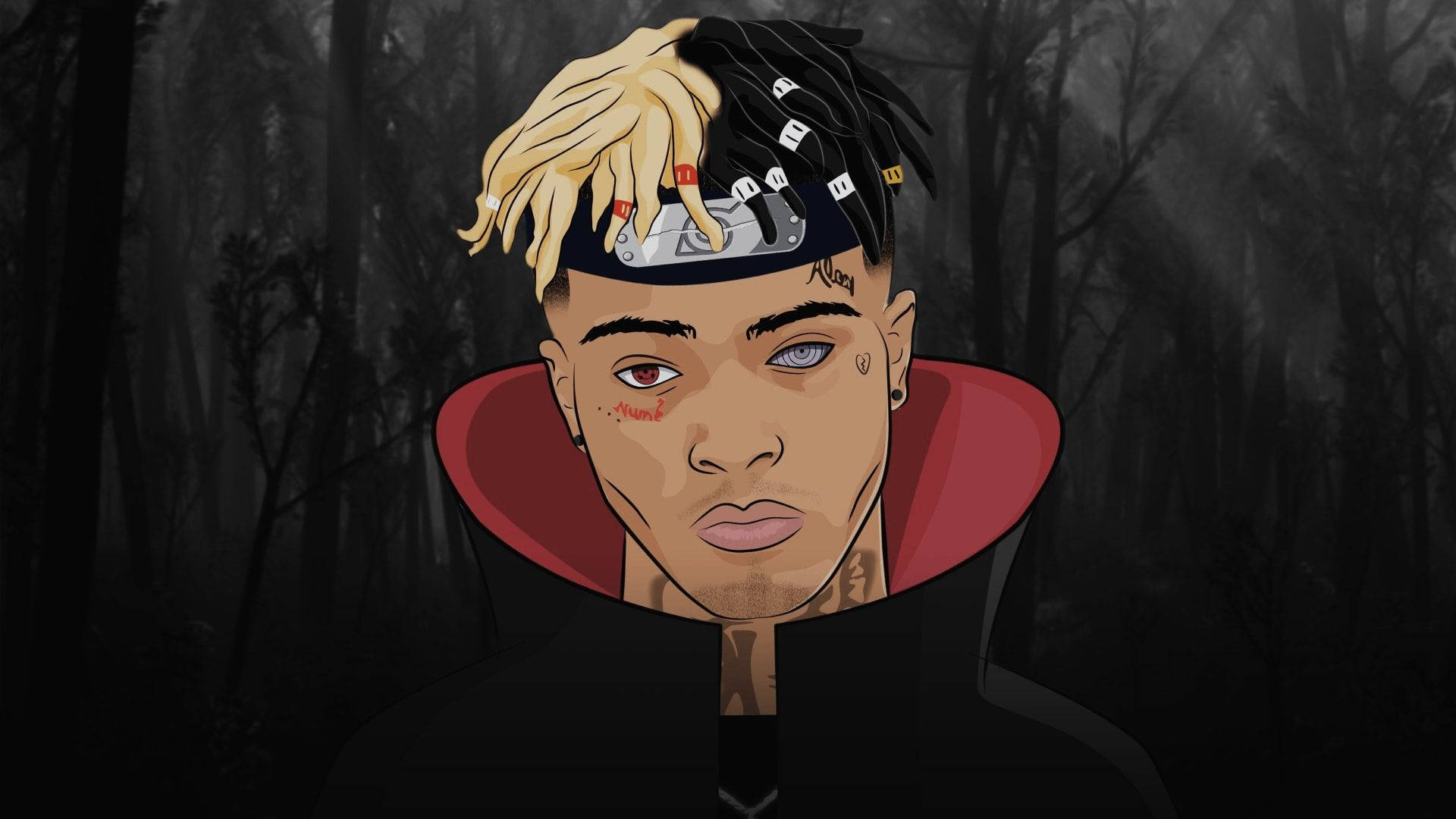 Xxxtentacion 動漫風格身穿經典曉組織斗篷 壁紙