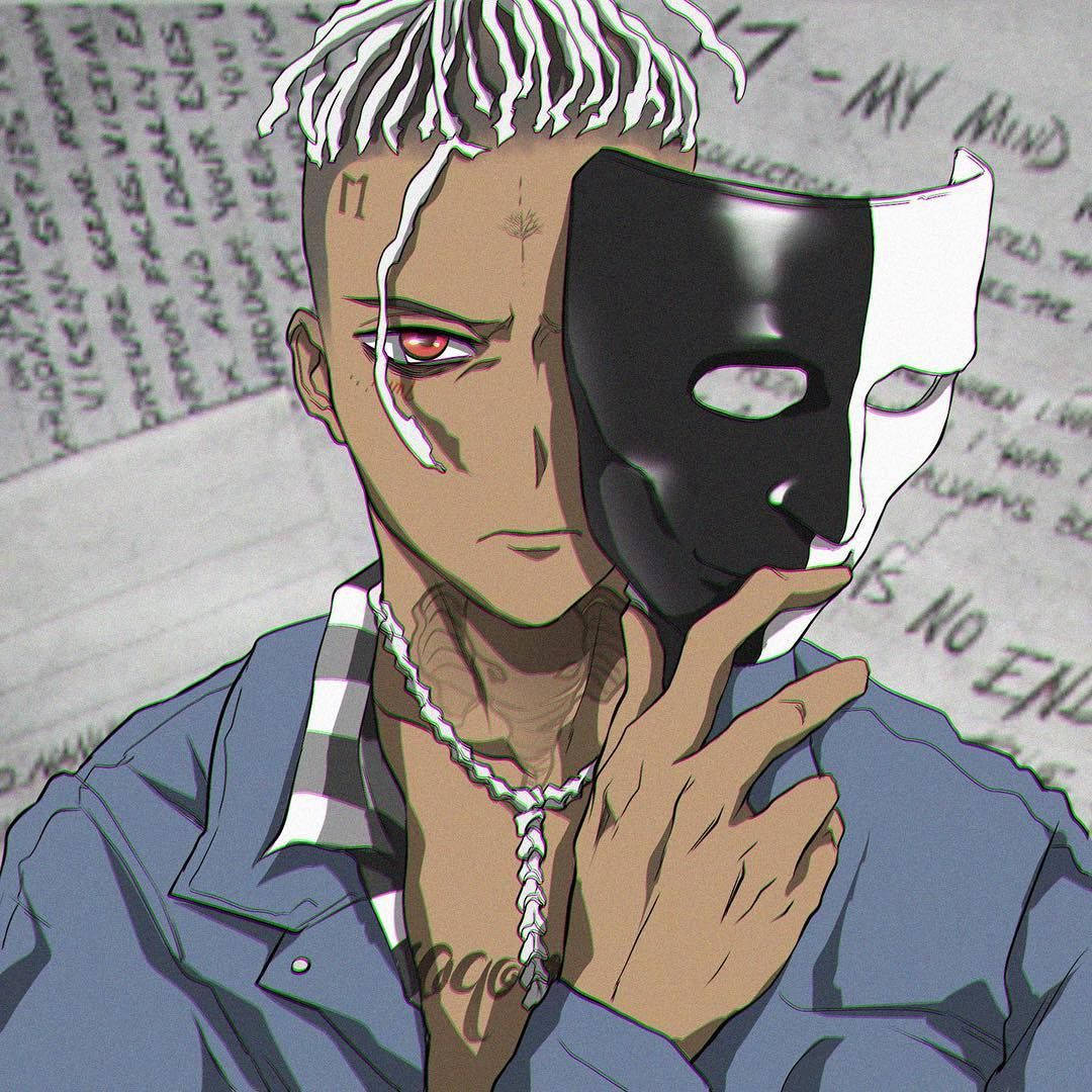 Xxxtentacion 動漫風格黑白面具 壁紙