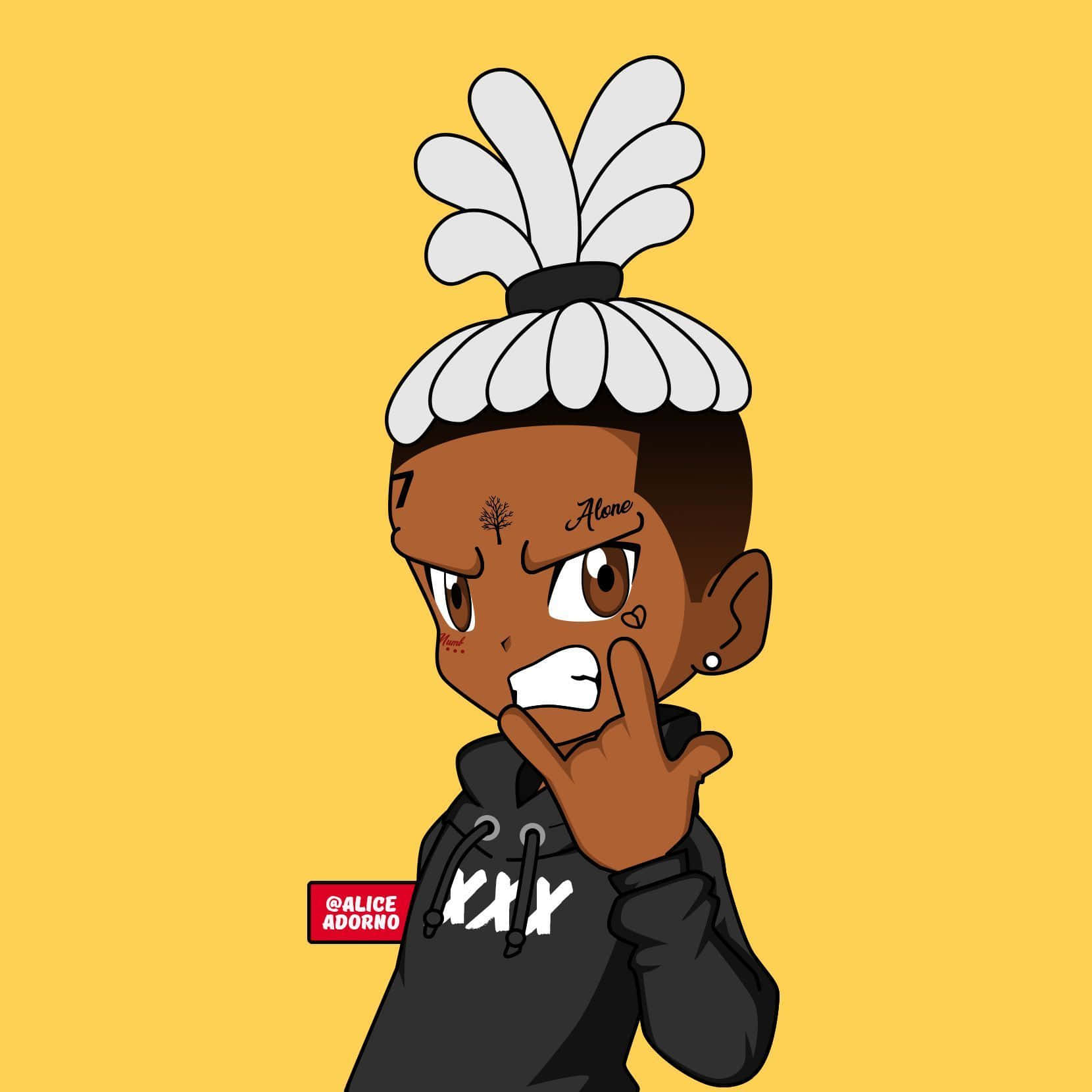XXXTentacion 卡通说唱歌手摇滚手势 壁紙