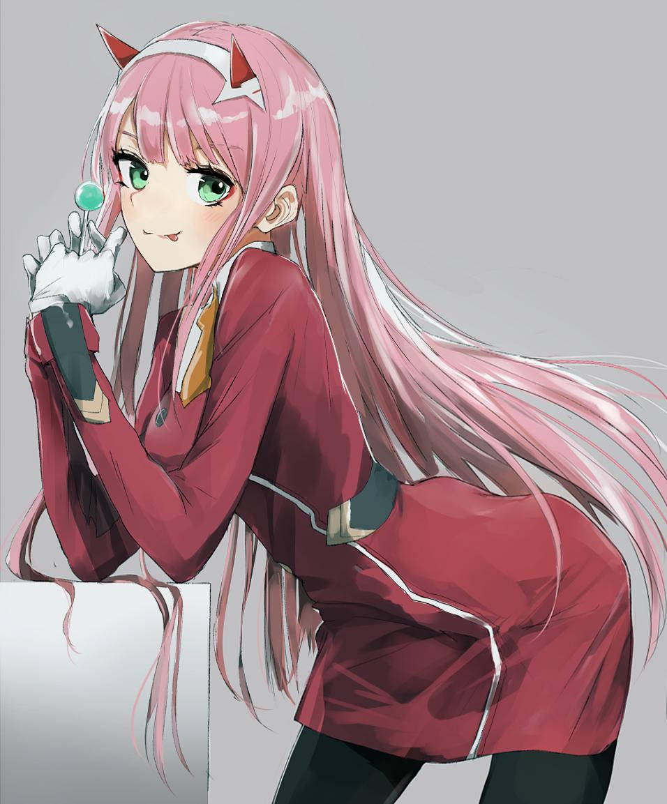 Zero Two 享受美味棒棒糖 壁紙