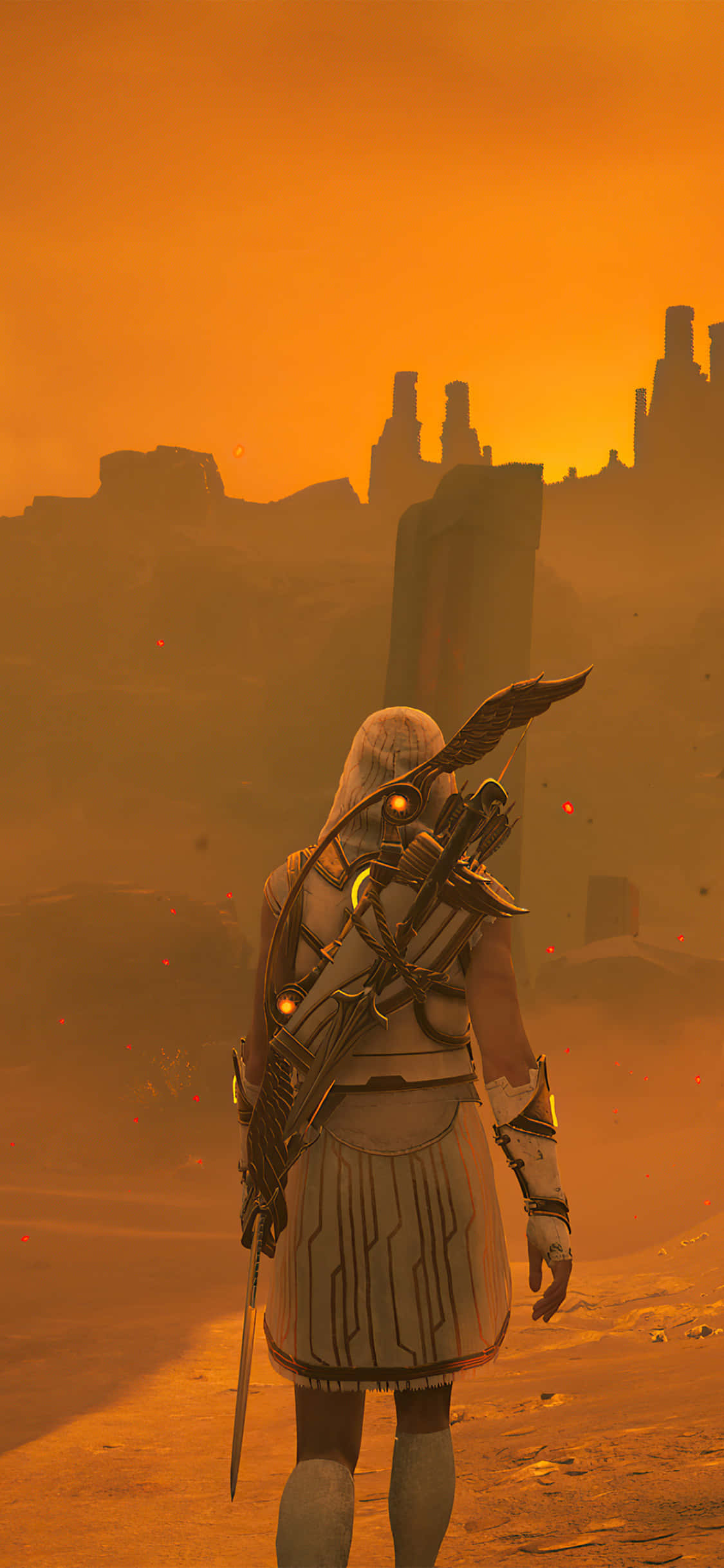 沙漠中行走的男子 壁紙