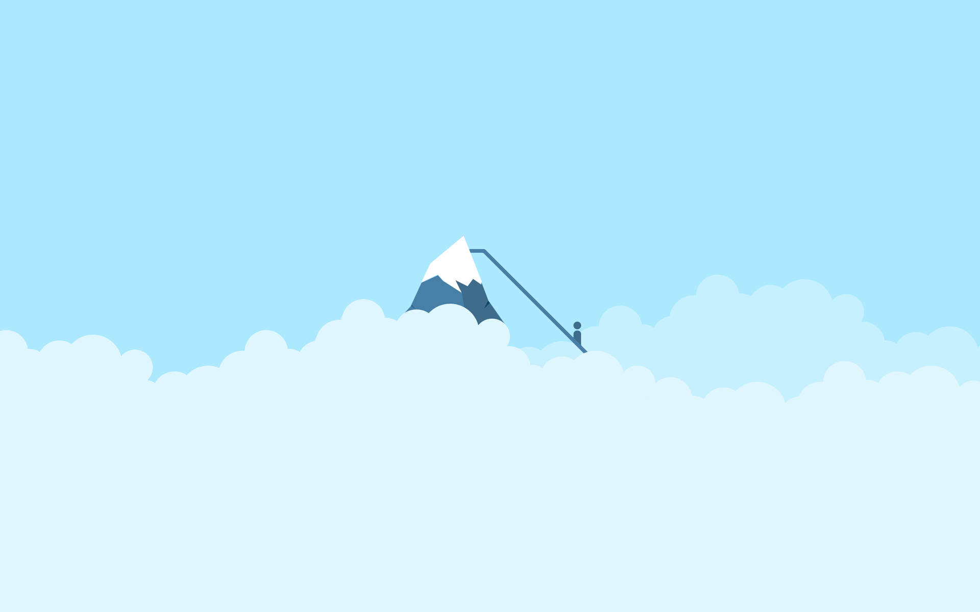 極簡風格桌布，呈現男子攀爬雪峰之景。