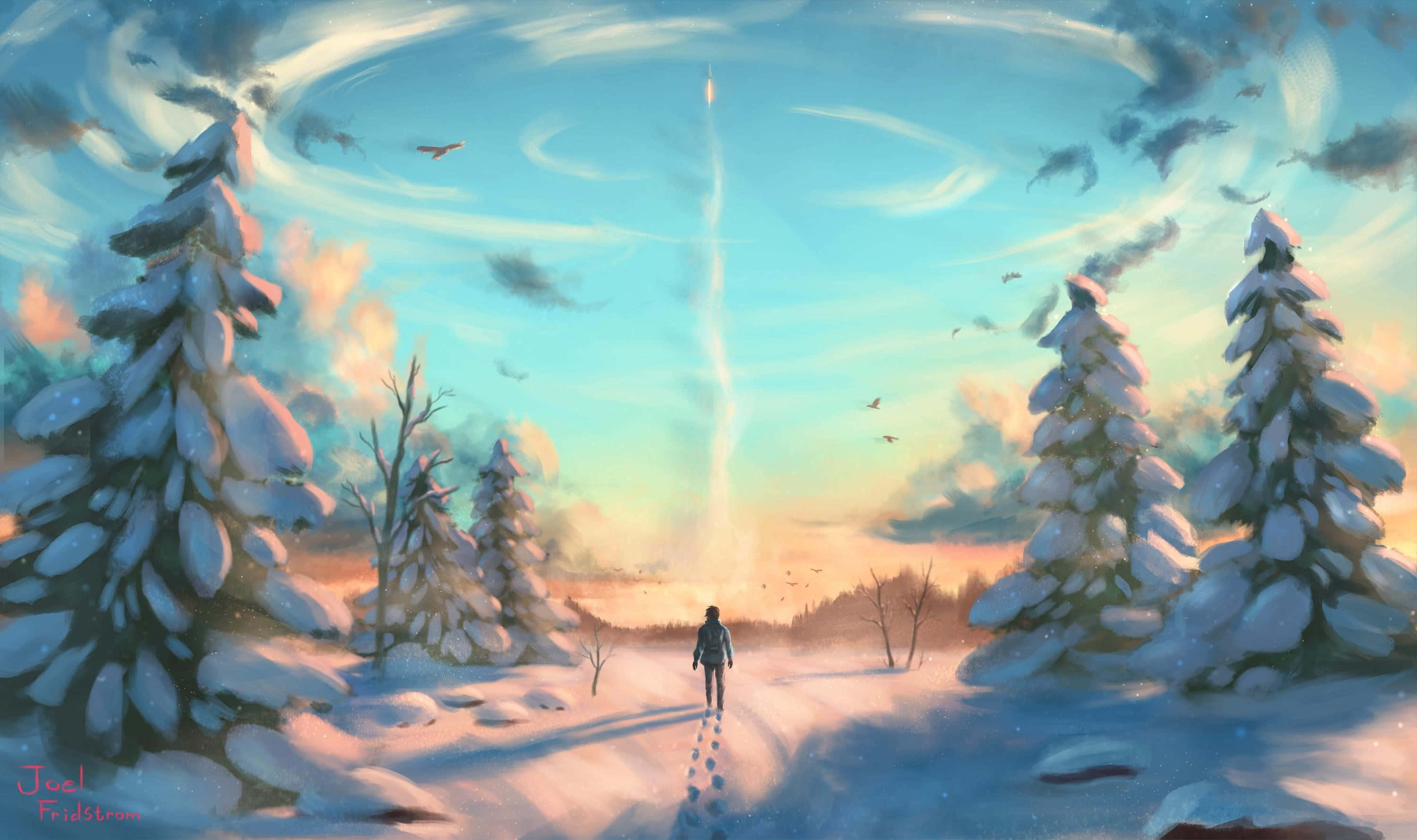 享受雪覆大地的美景 壁紙