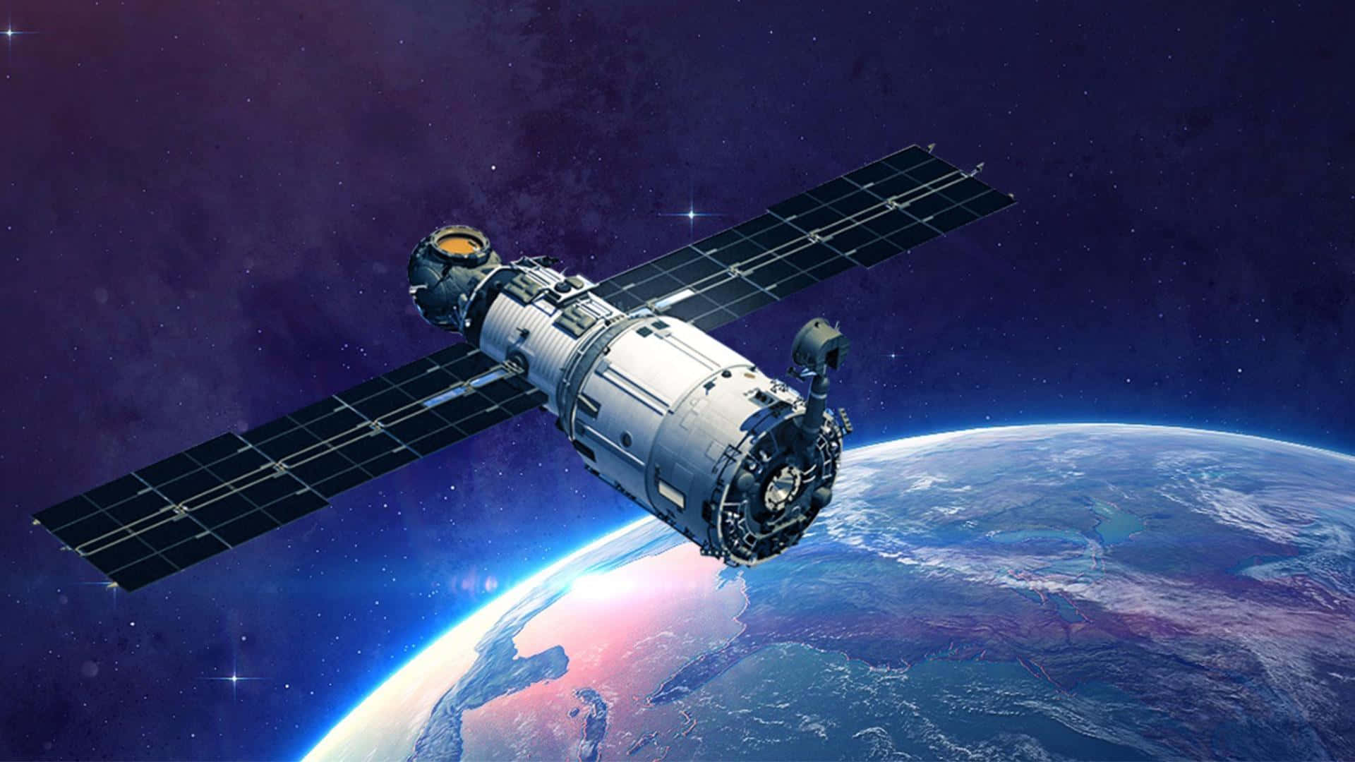 人造衛星飛越地球上空 壁紙