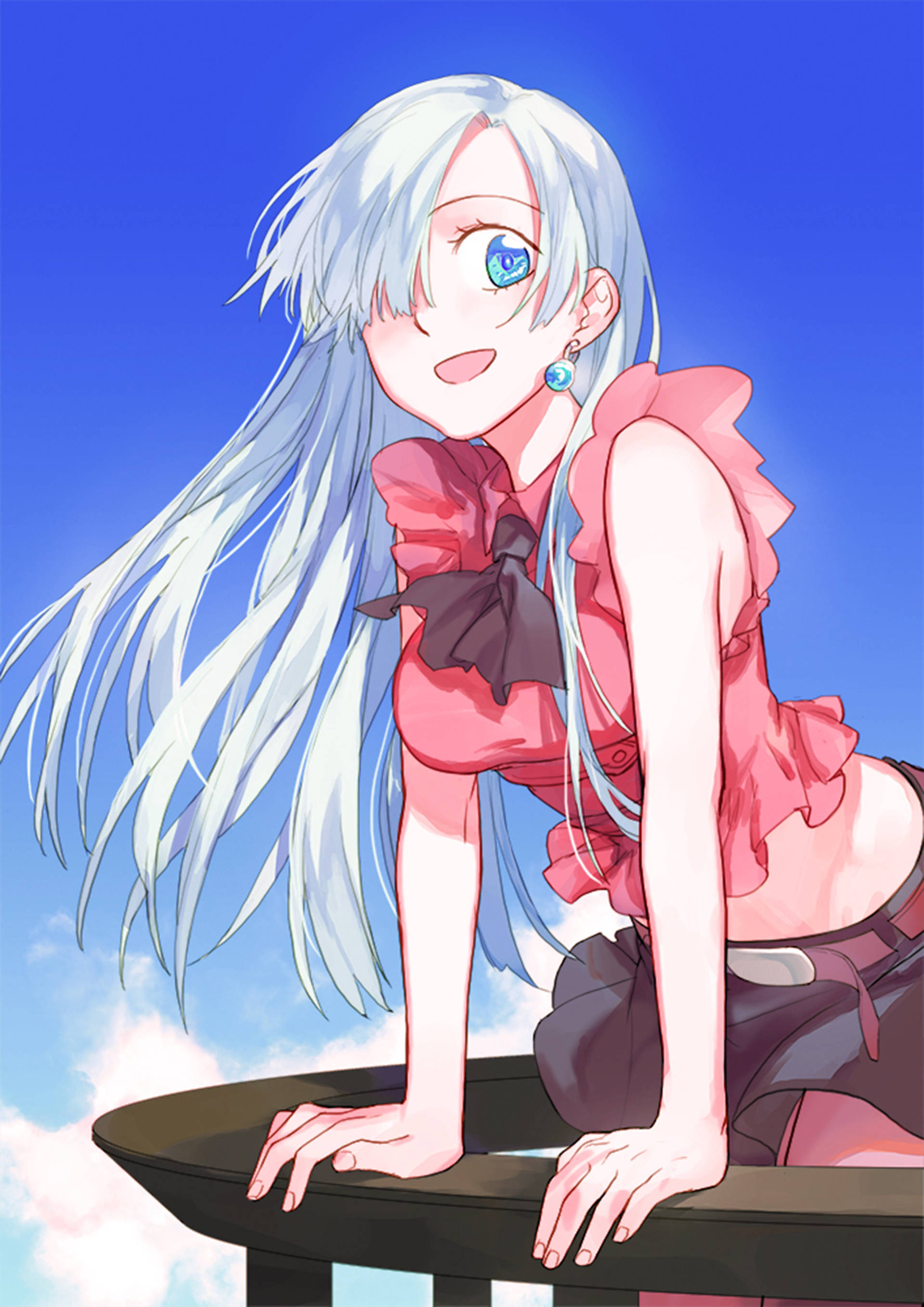 伊莉莎白·里昂尼斯 在陽台 壁紙