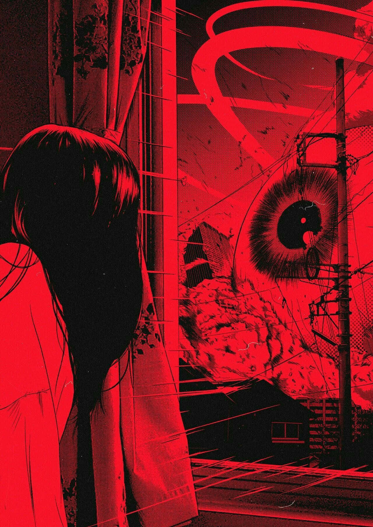 伊藤润二红色动漫美学 壁紙