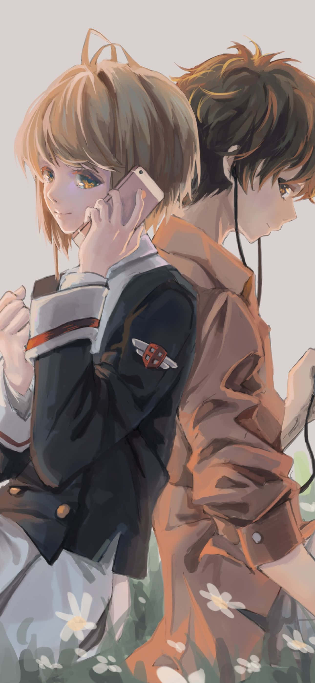 優雅的紫白花朵 壁紙